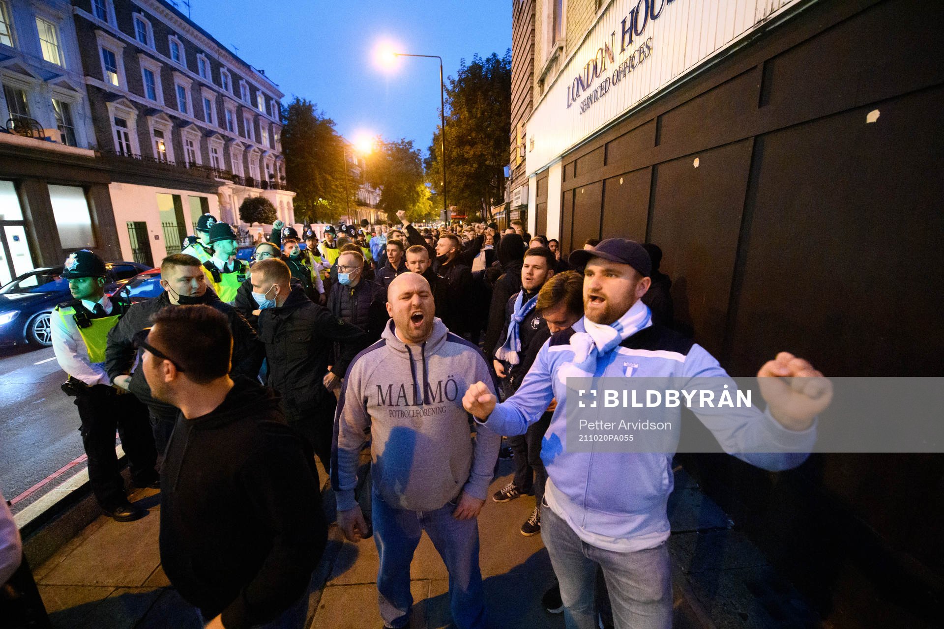Supporters of Malmö FF prior to the UEFA Champions League