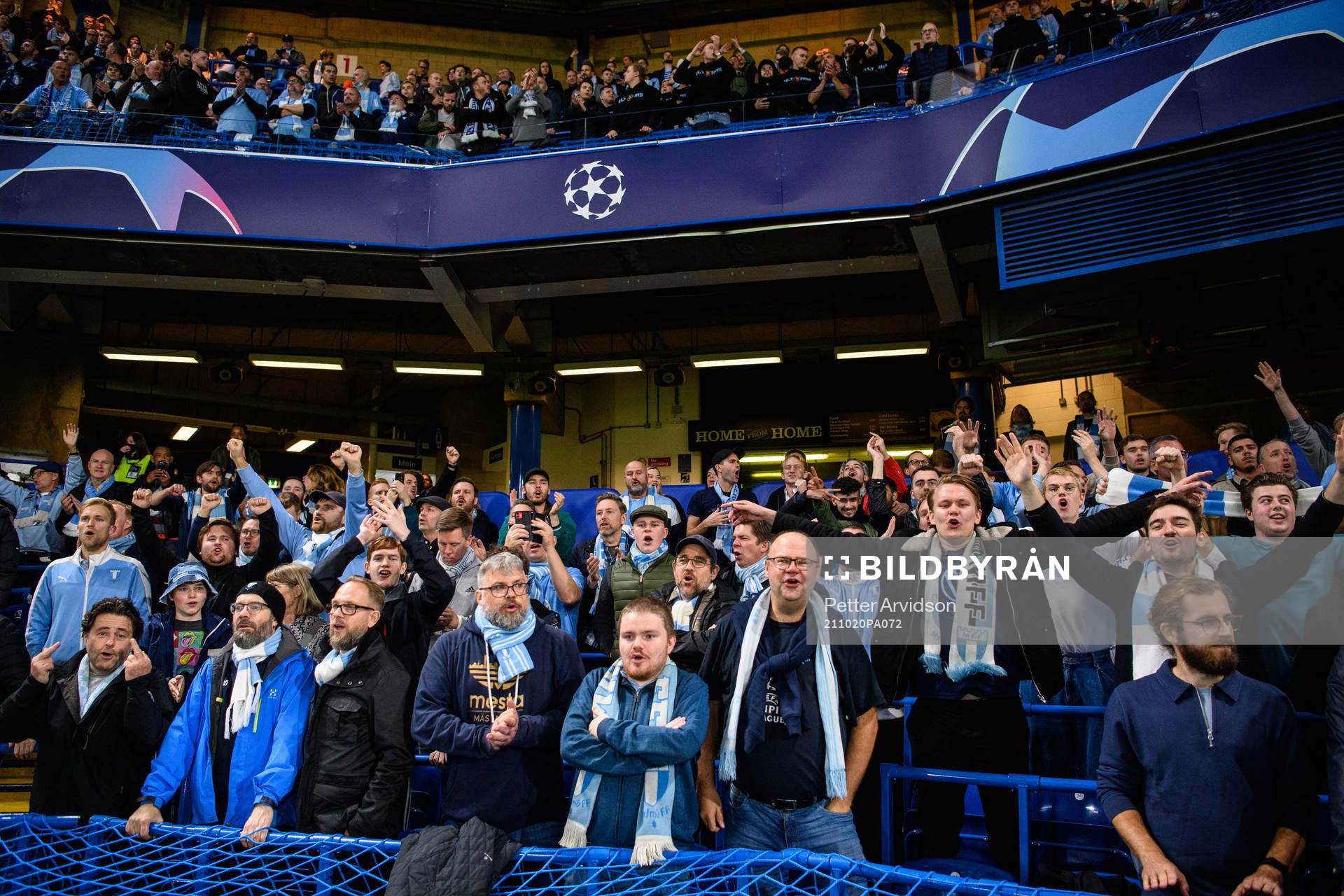 Supporters of Malmö FF peior to the UEFA Champions League