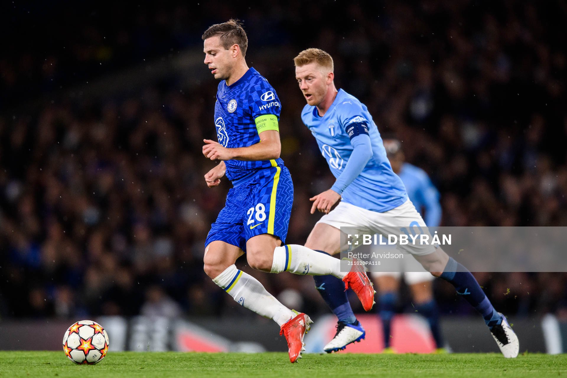 Cesar Azpilicueta of Chelsea and Anders Christiansen of