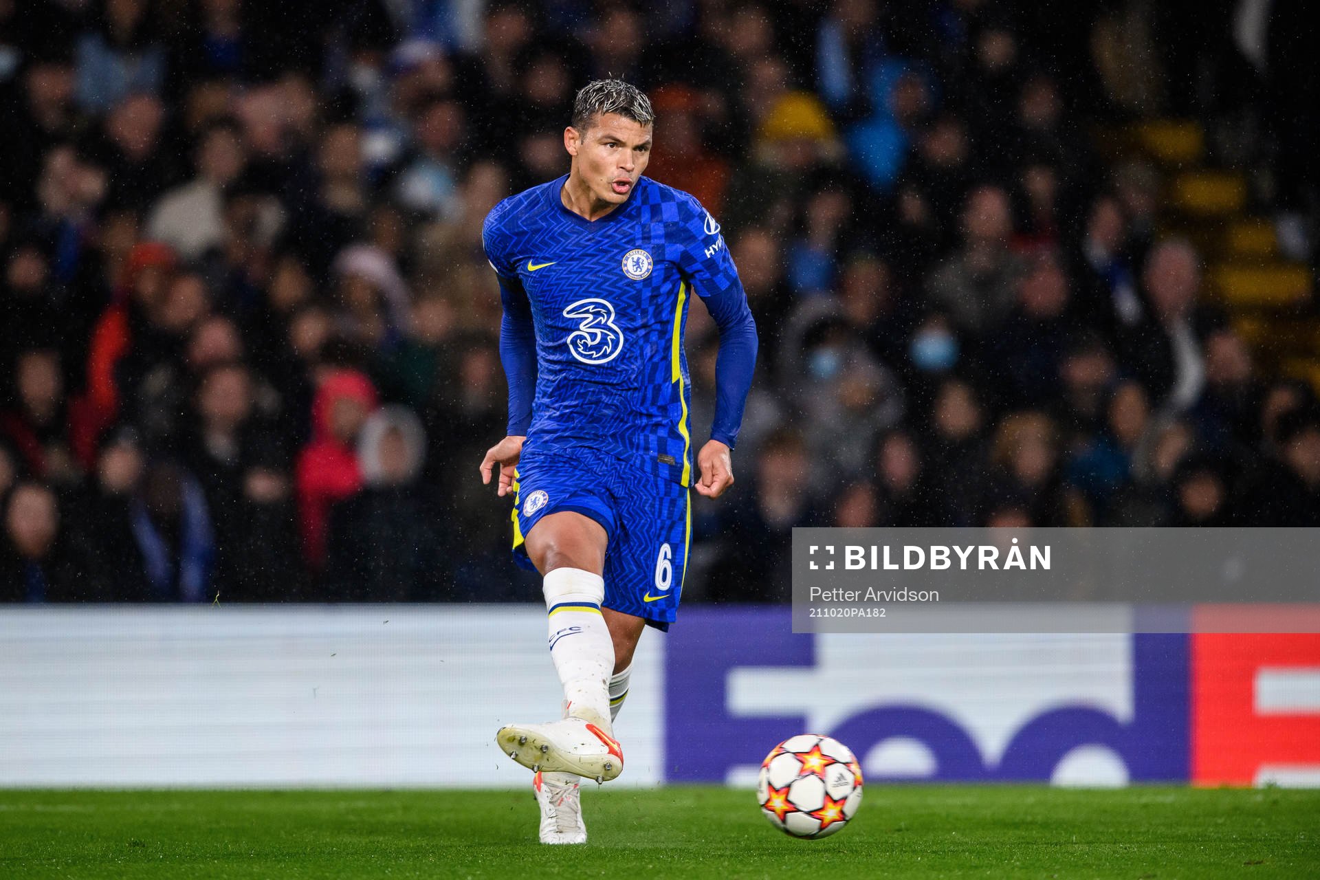 Thiago Silva of Chelsea during the UEFA Champions League football match between Chelsea and Malmö FF on October 20, 2021 in London.