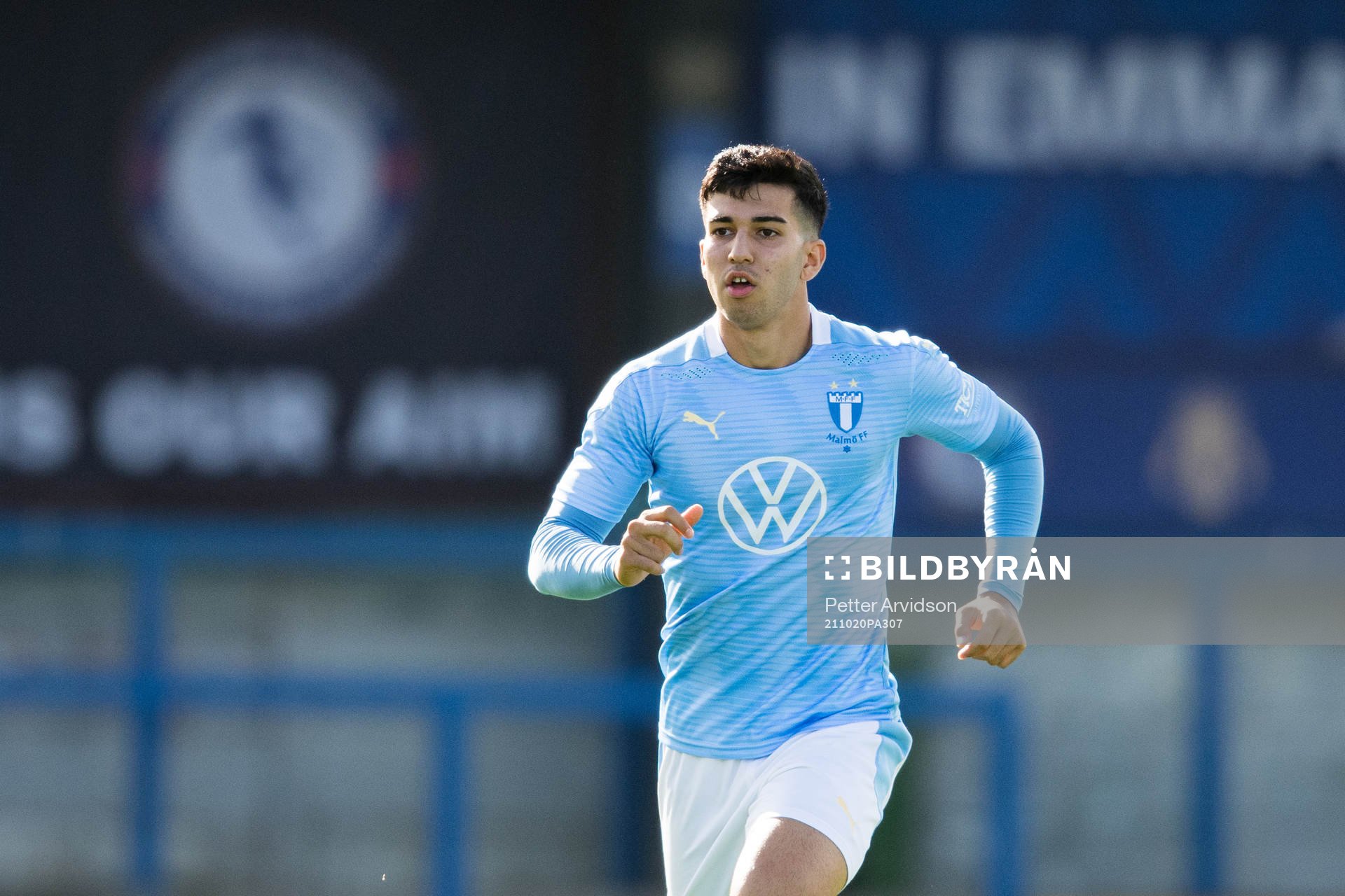 Lass Hamawand of Malmö FF during the UEFA Youth League match between Chelsea and Malmö FF on October 20, 2021 in London. 
