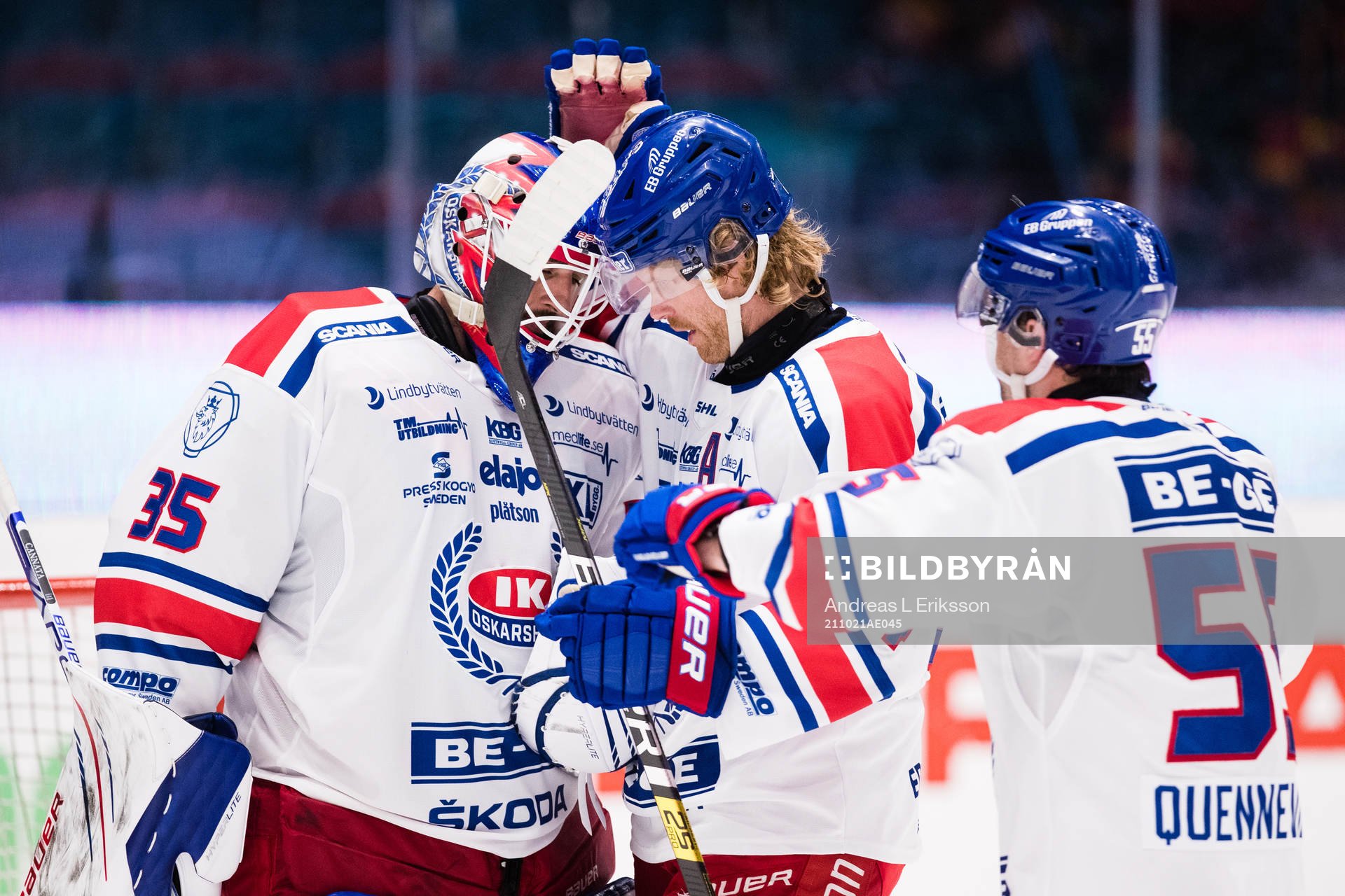 Oskarshamns målvakt Joe Cannata, Philip Samuelsson och