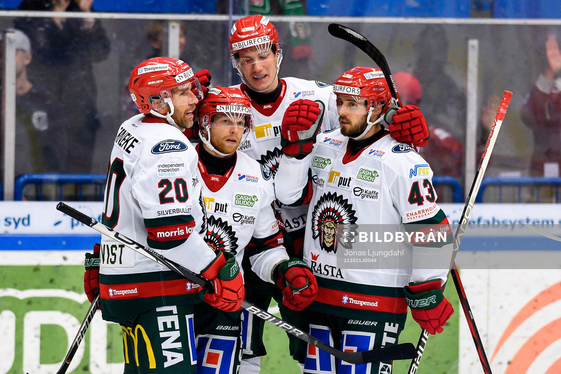 Frölundas Joel Lundqvist, Ryan Lasch, Elmer Söderblom och