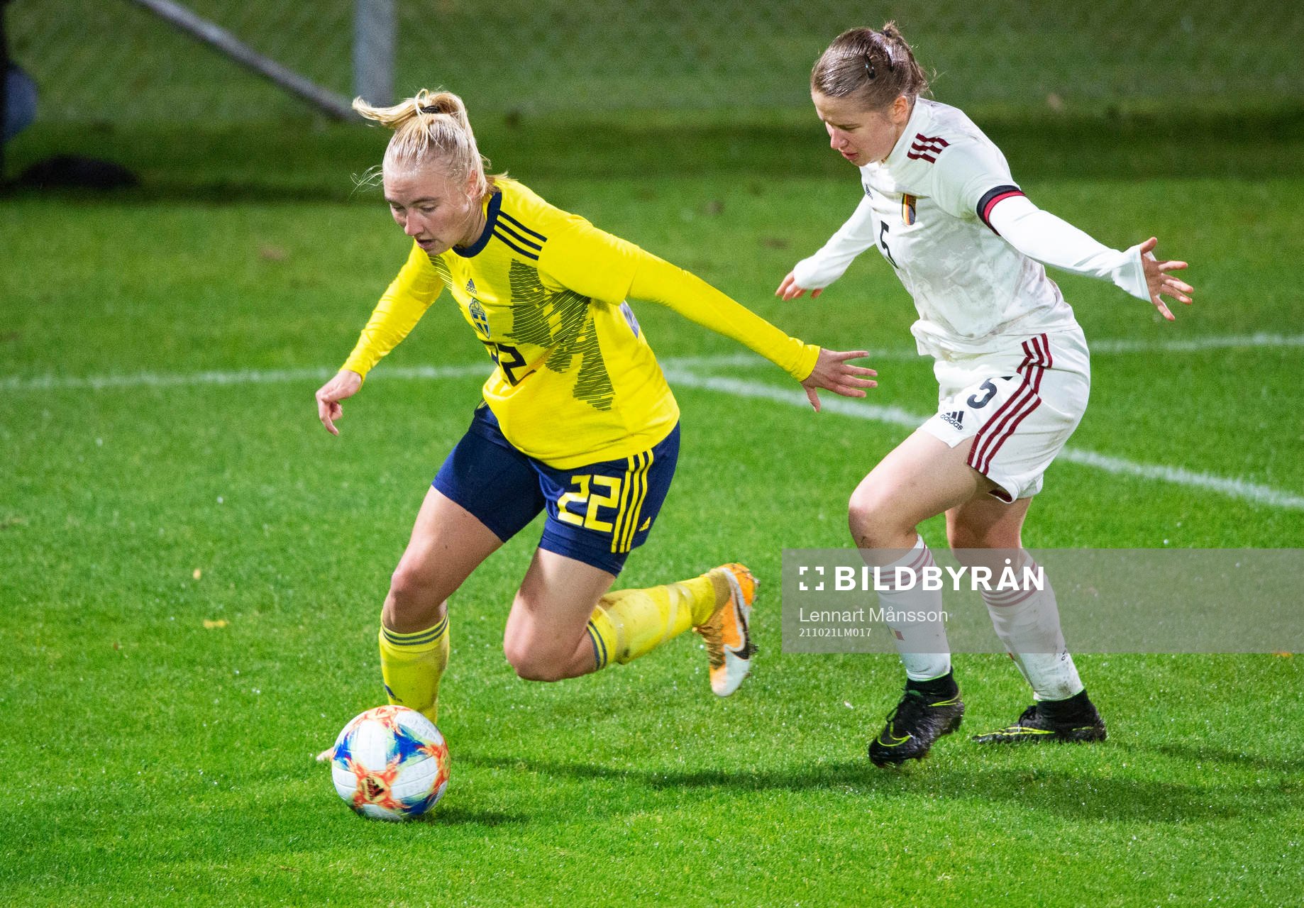  Sveriges Stinalisa Johansson, Jitex, i matchen mellan Sverige och Belgien för flickor U23 i Hässleholm 21 oktober 2021.