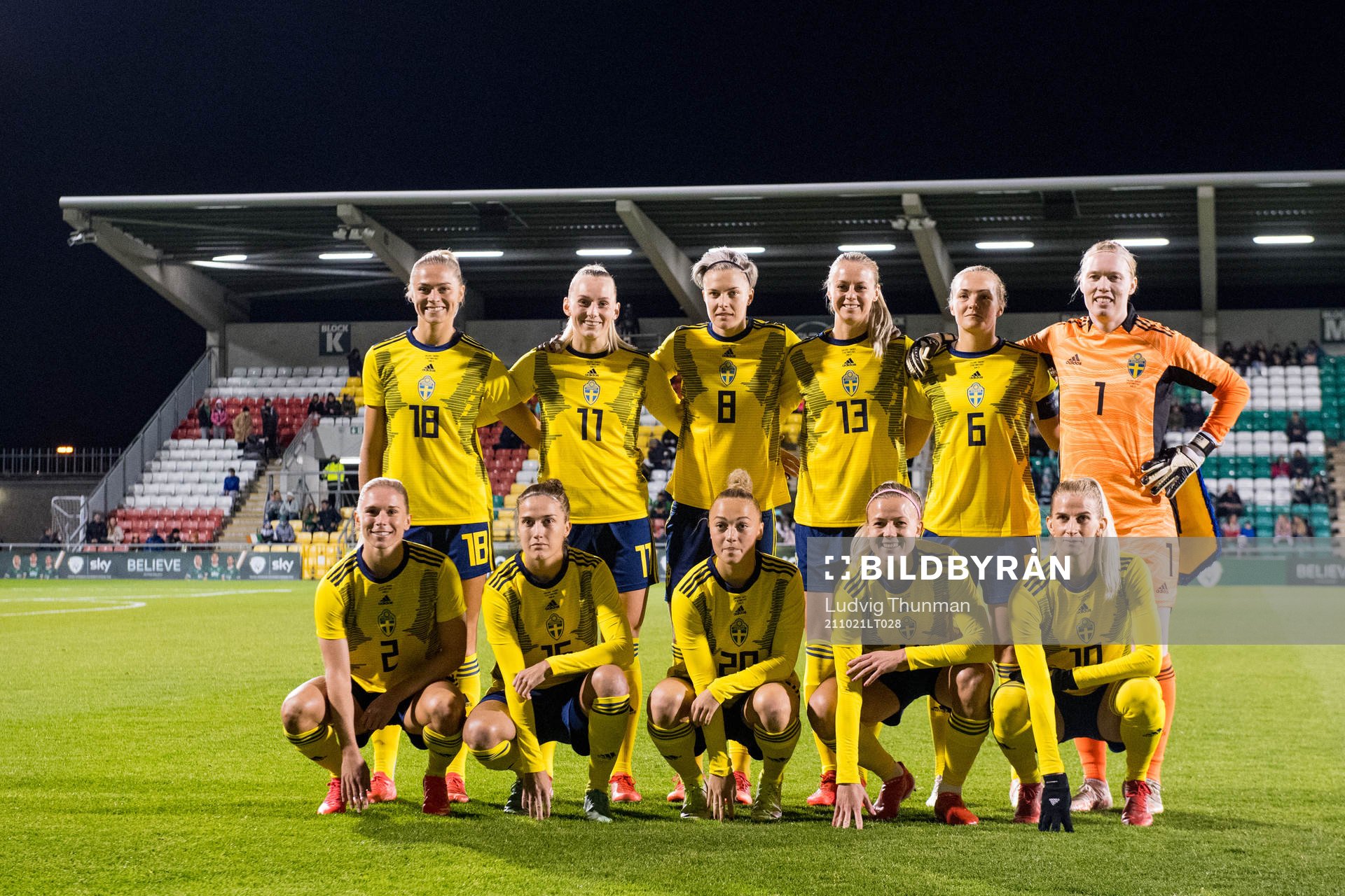 The starting eleven of Sweden prior to the FIFA Women's