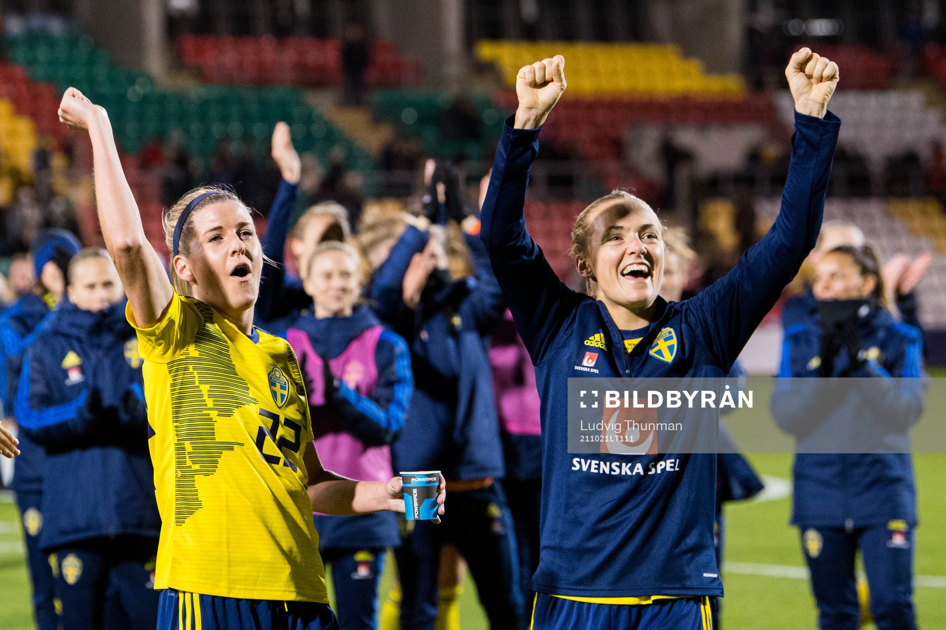 Olivia Schough and Magdalena Eriksson of Sweden celebrate
