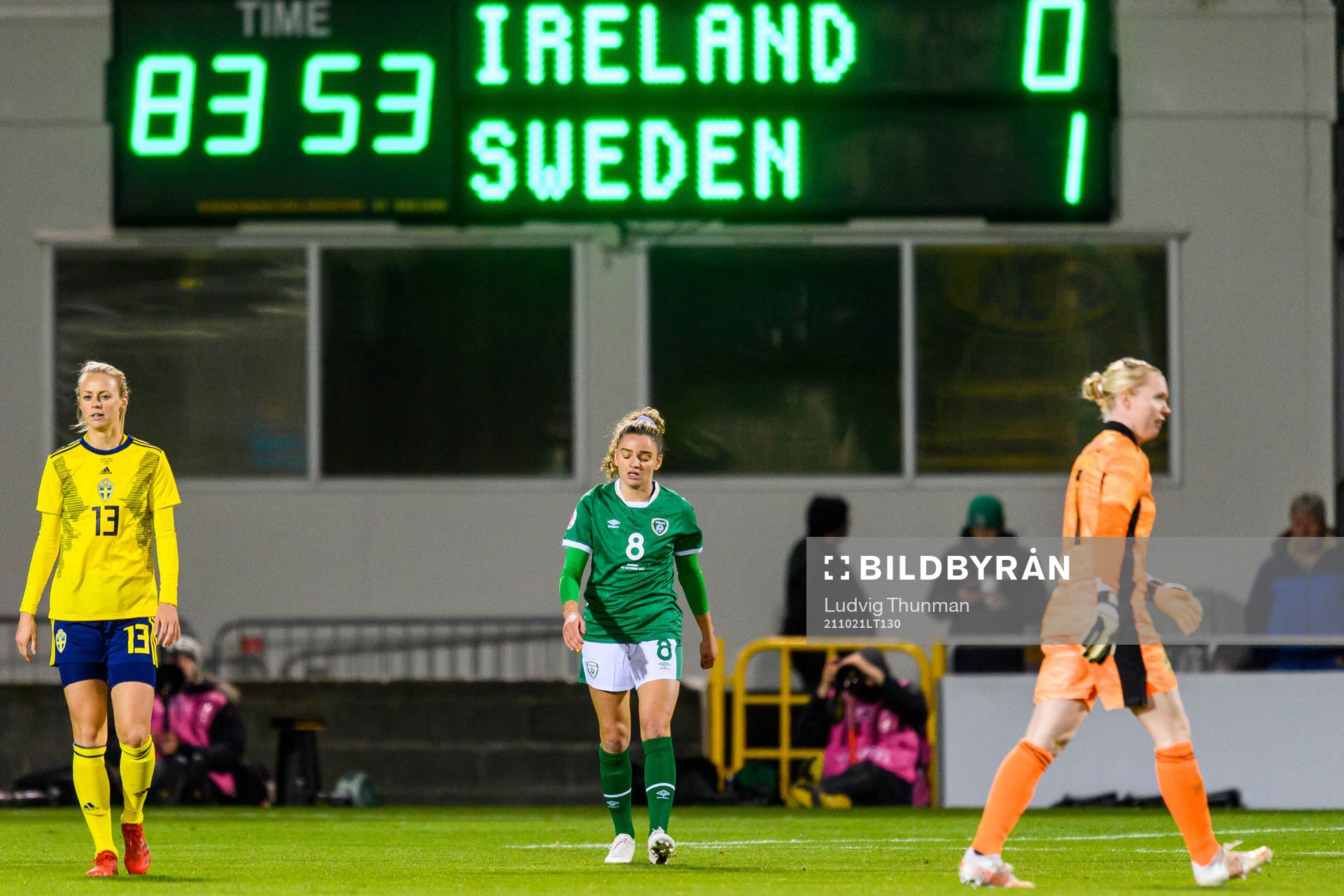 Leanne Kiernan of Ireland looks dejected