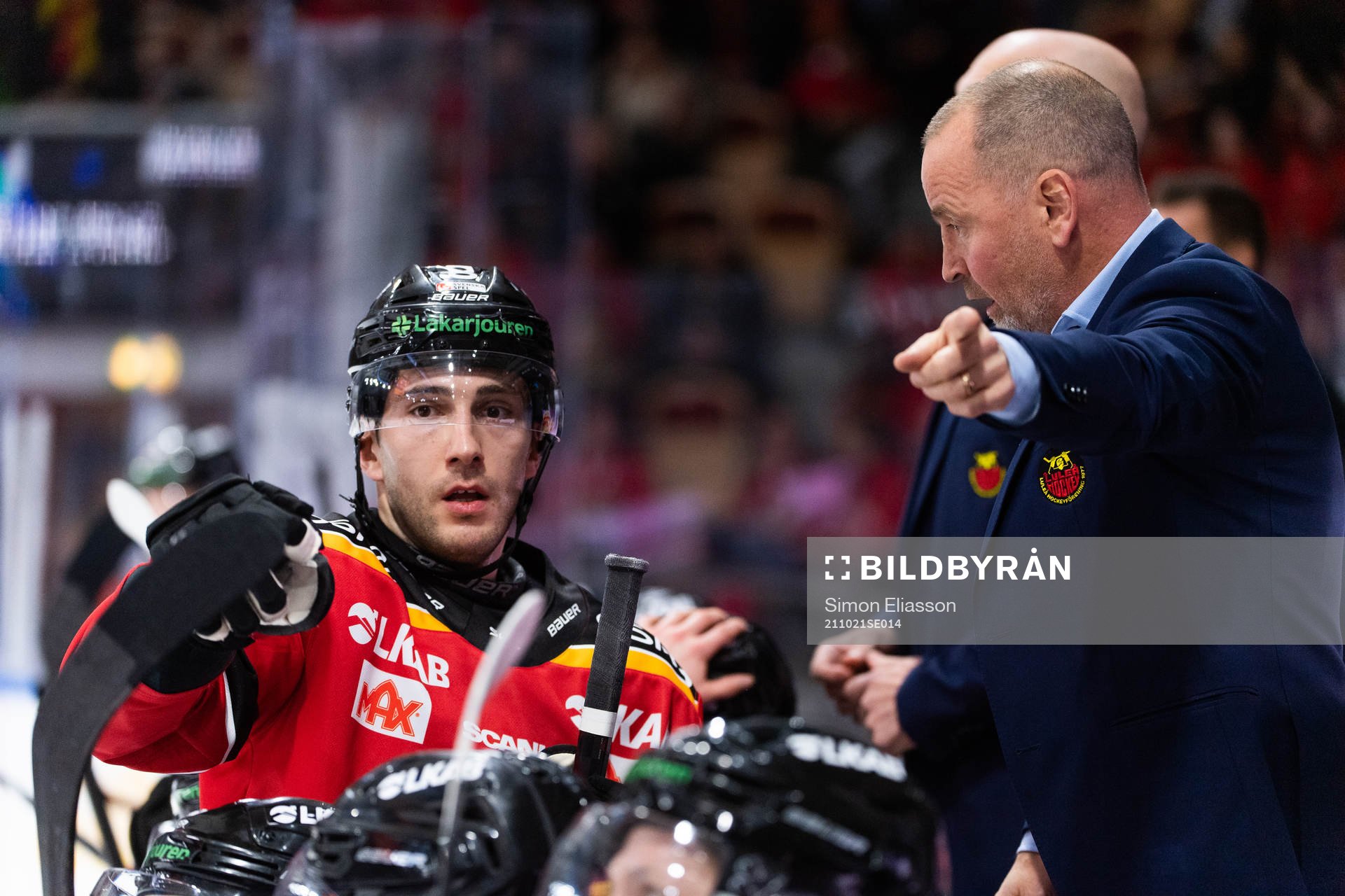 Luleås Konstantin Komarek och tränare Thomas Berglund