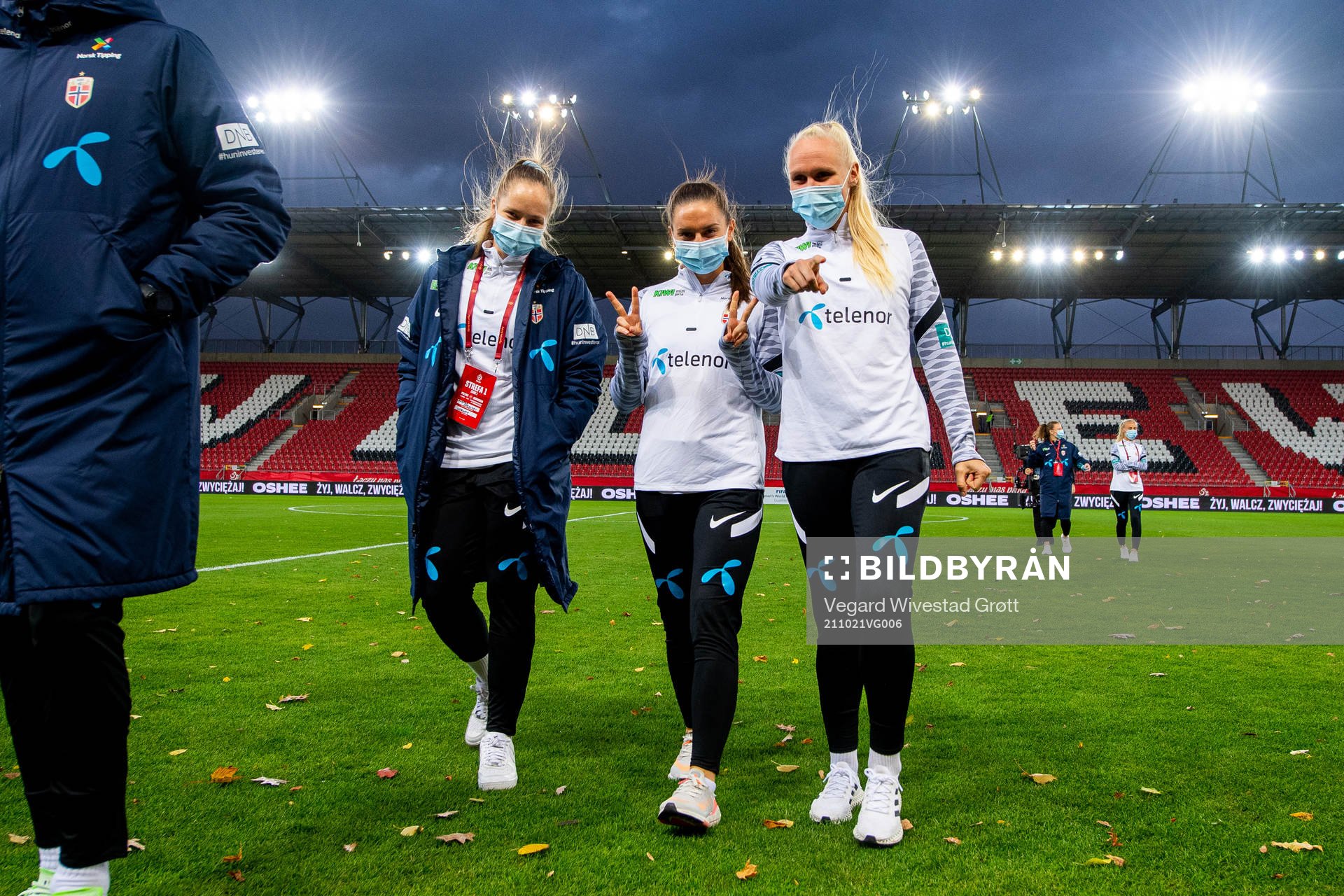Goalkeeper Aurora Mikalsen, Vilde Bøe Risa and Maria