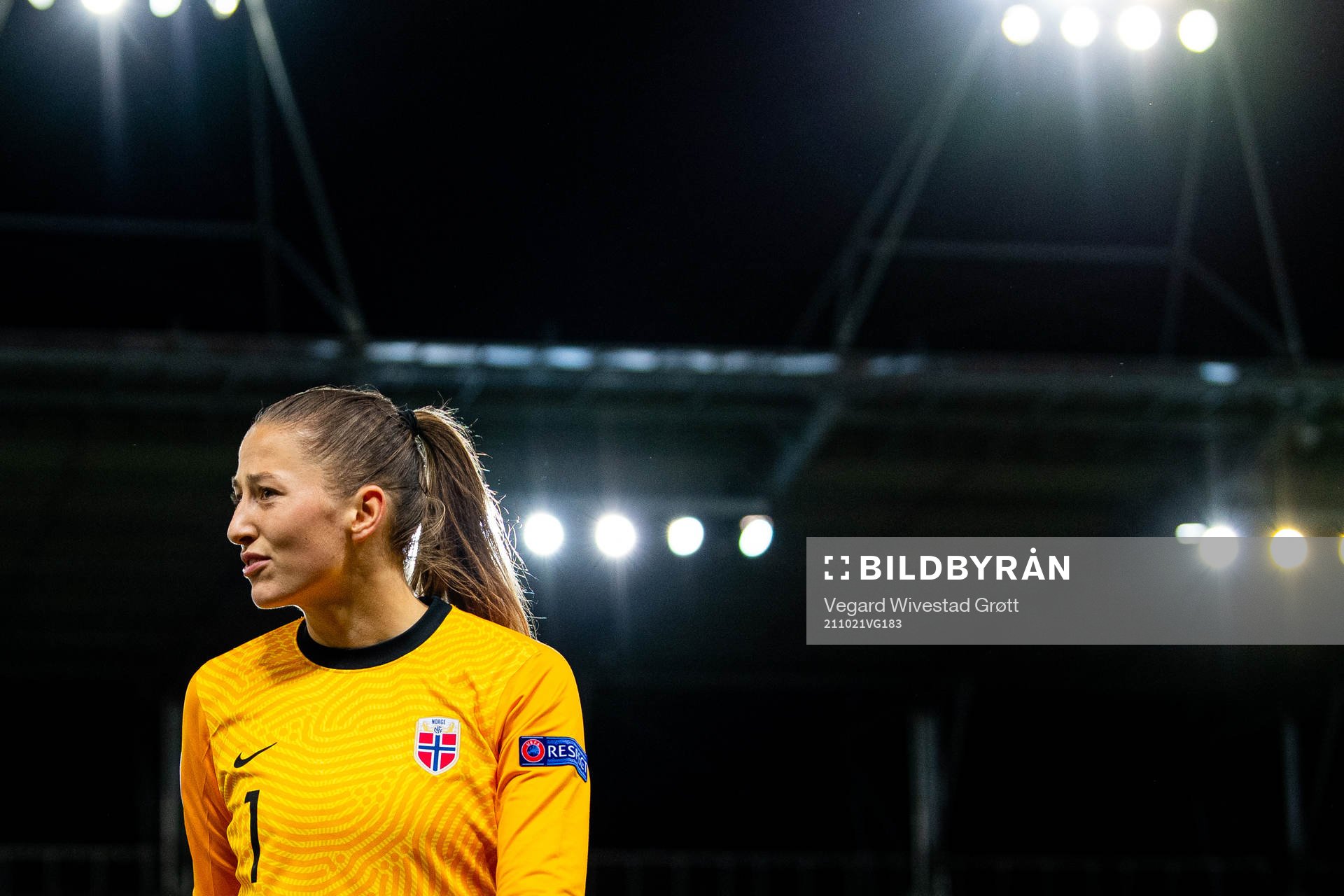 Goalkeeper Cecilie Fiskerstrand of Norway at half time