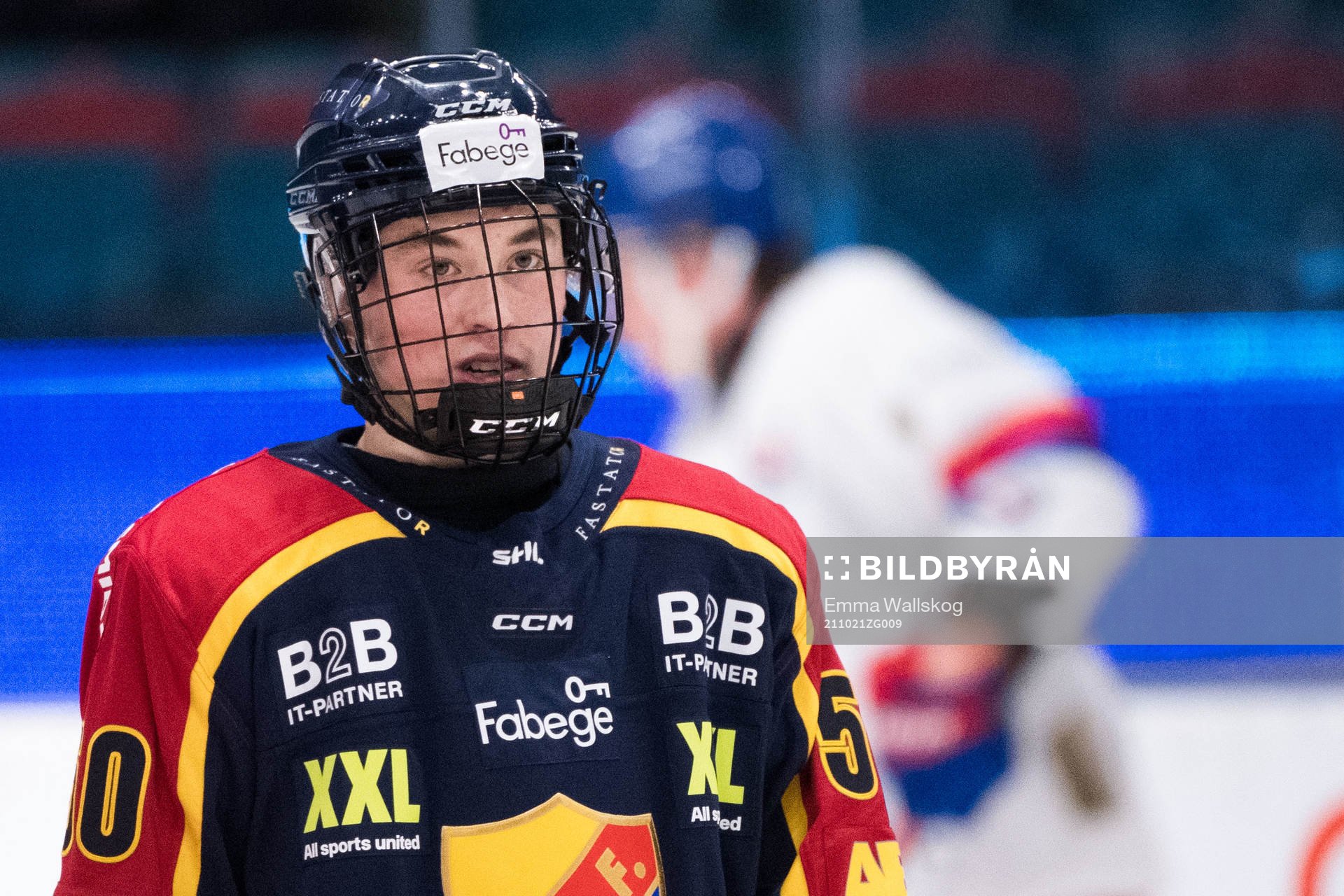 Djurgårdens Noah Östlund innan ishockeymatchen i SHL