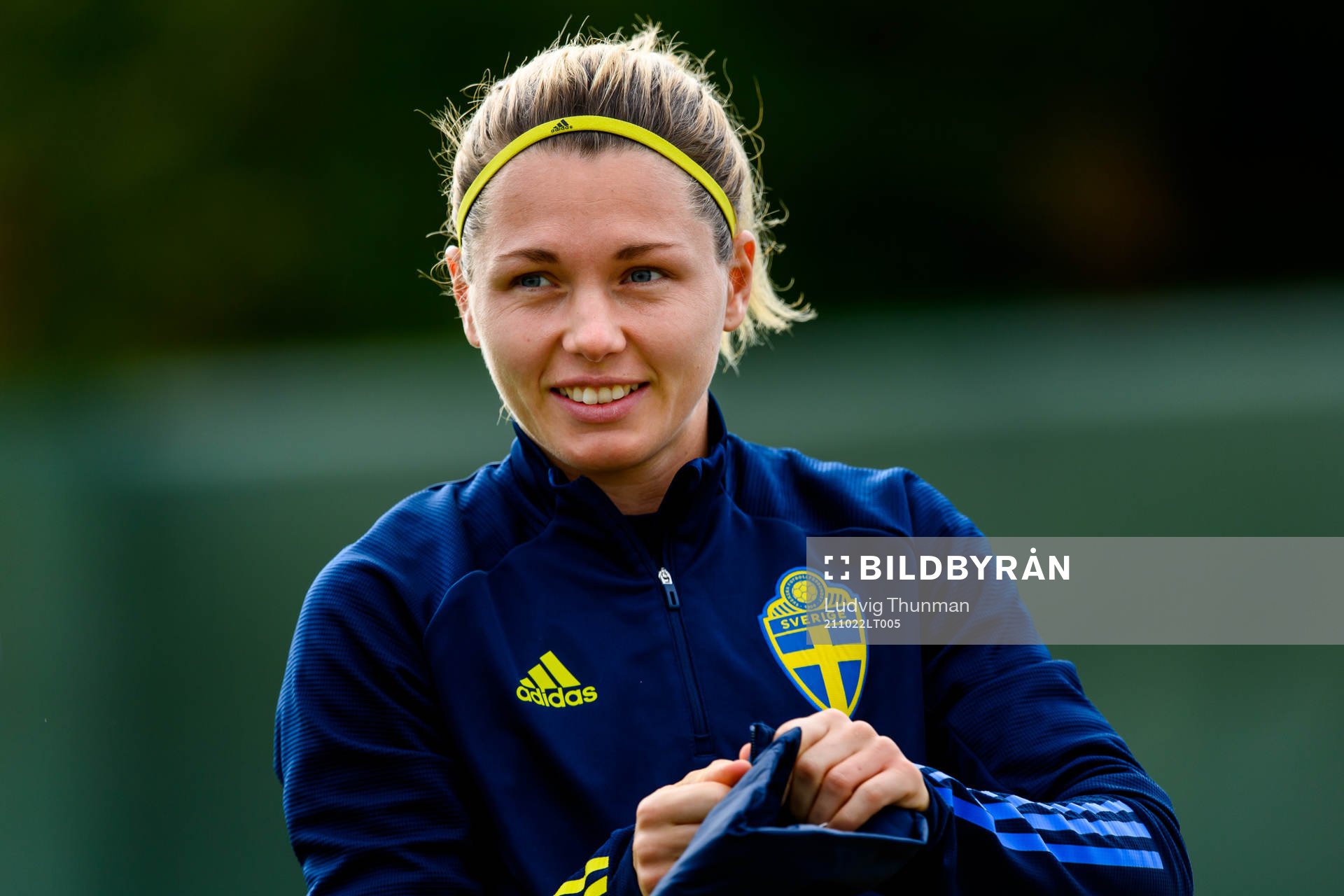 Goalkeeper Jennifer Falk of the Swedish women's national football team during a training session on October 22, 2021 in Dublin.