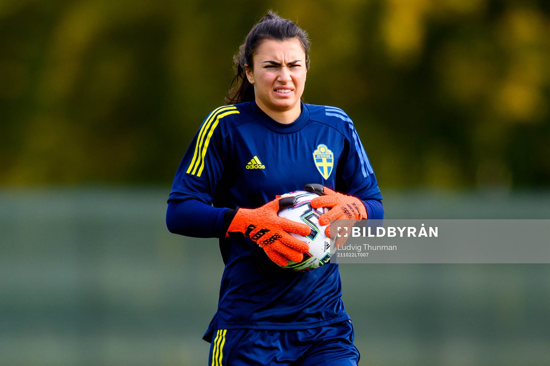 Goalkeeper Zecira Musovic of the Swedish women's national