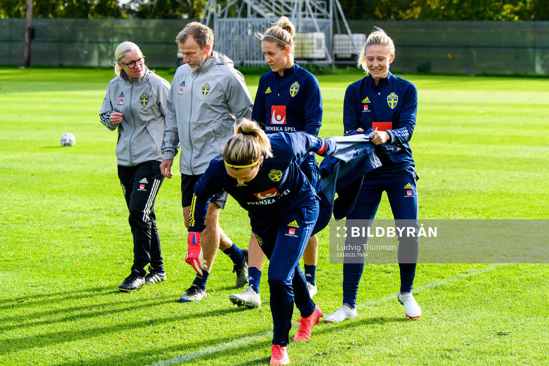 Goalkeeper Jennifer Falk and Rebecka Blomqvist of the