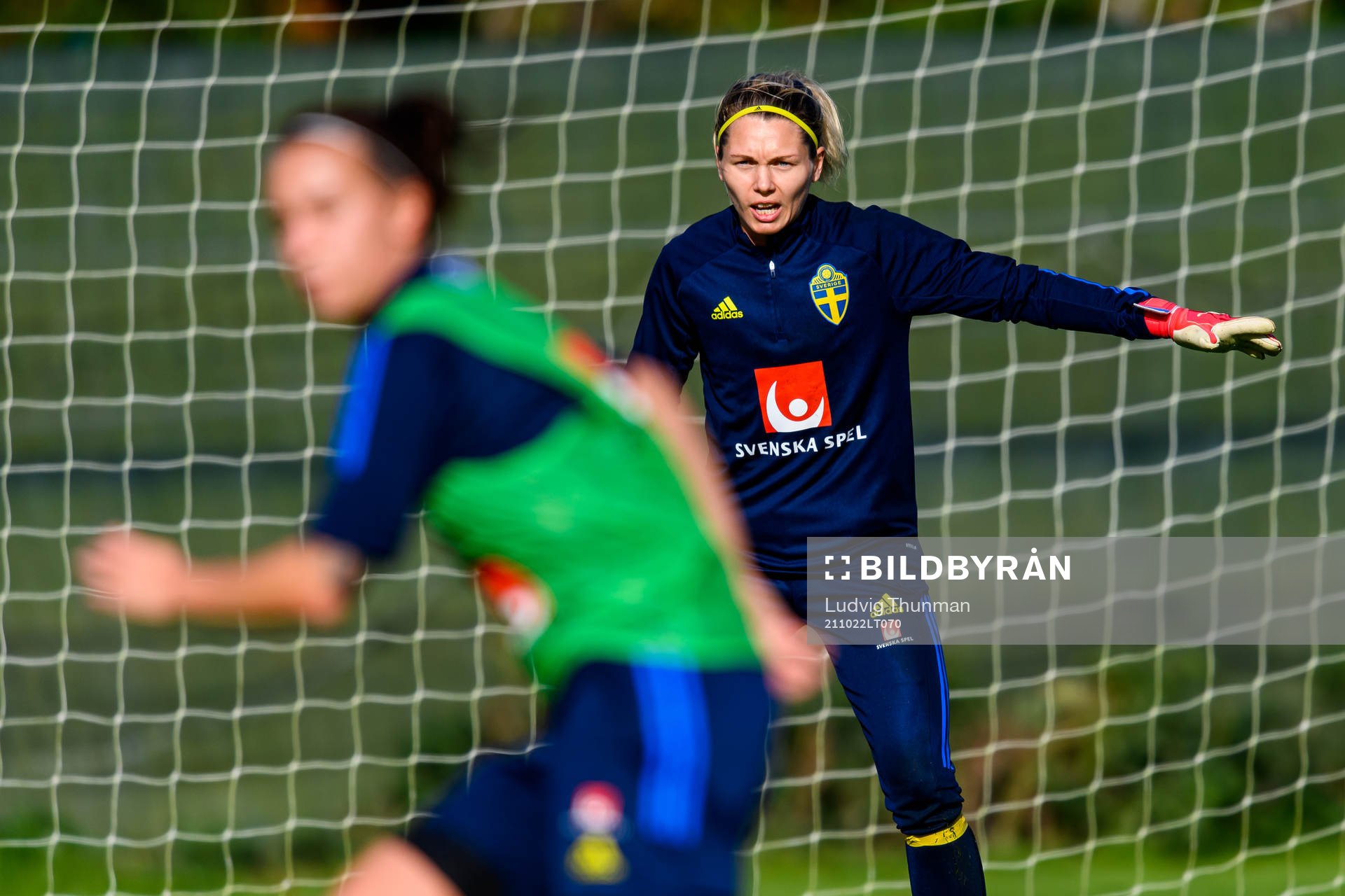 Goalkeeper Jennifer Falk of the Swedish women's national