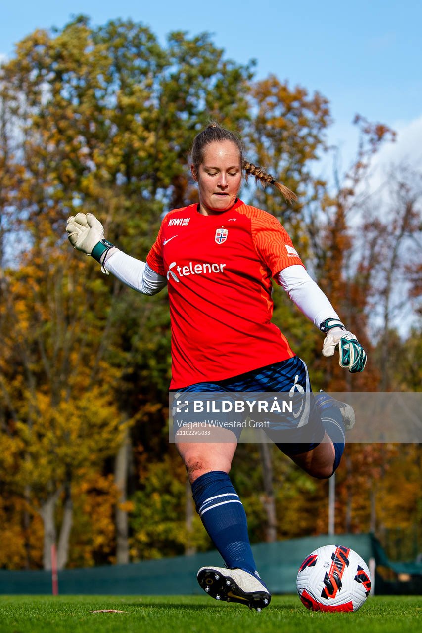 Goalkeeper Aurora Mikalsen of the Norwegian women's