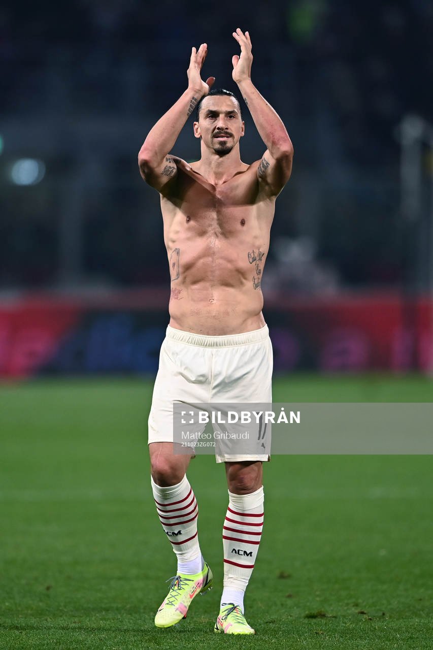 Zlatan Ibrahimovic of Milan celebrates scoring