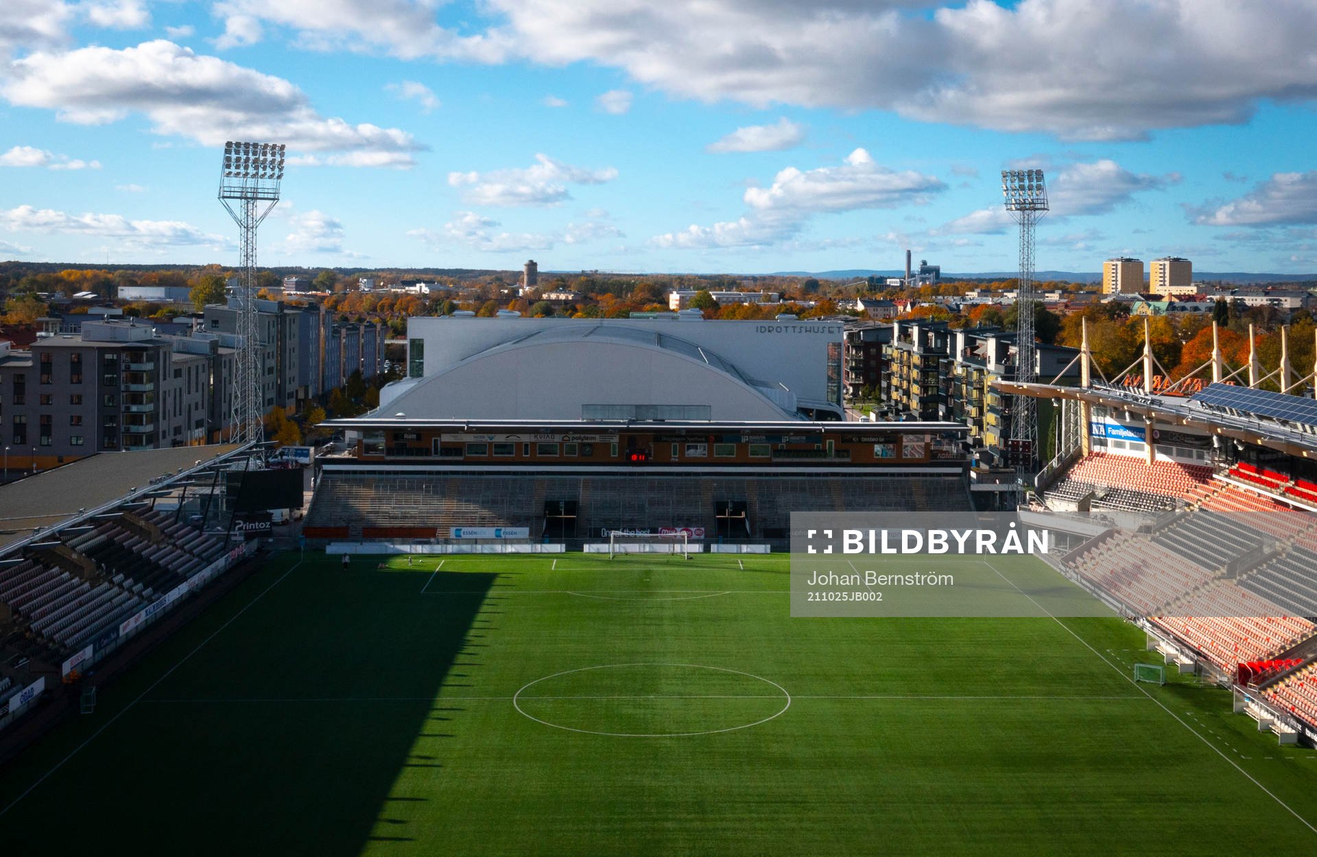 Behrn Arena fotbollsarena fotograferad med drönare