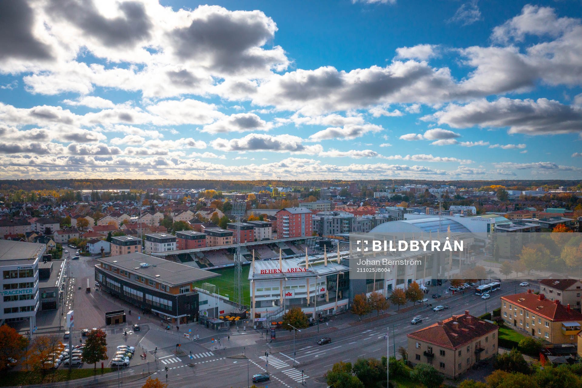 Behrn Arena fotbollsarena fotograferad med drönare
