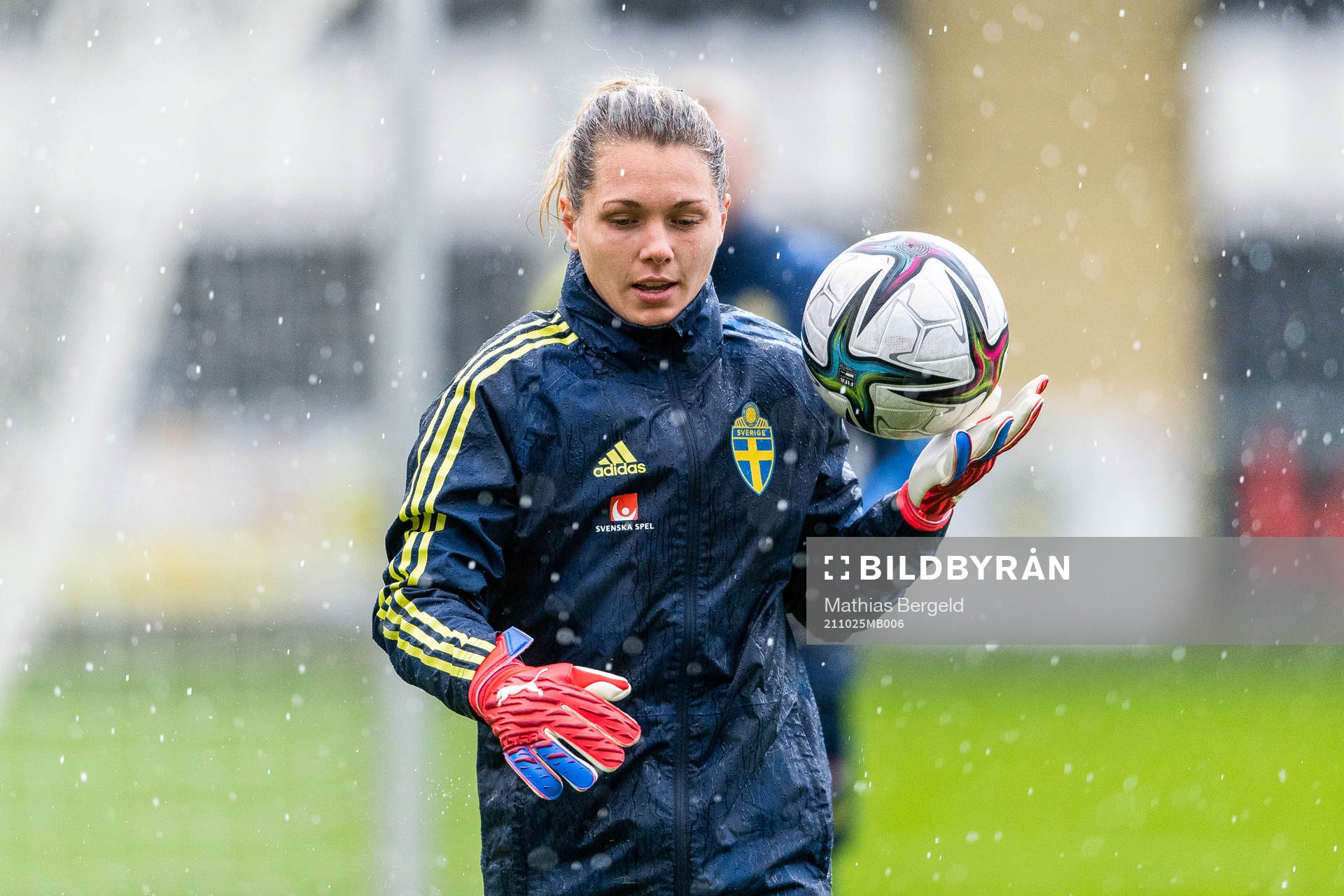Goalkeeper Jennifer Falk of the Swedish women's national
