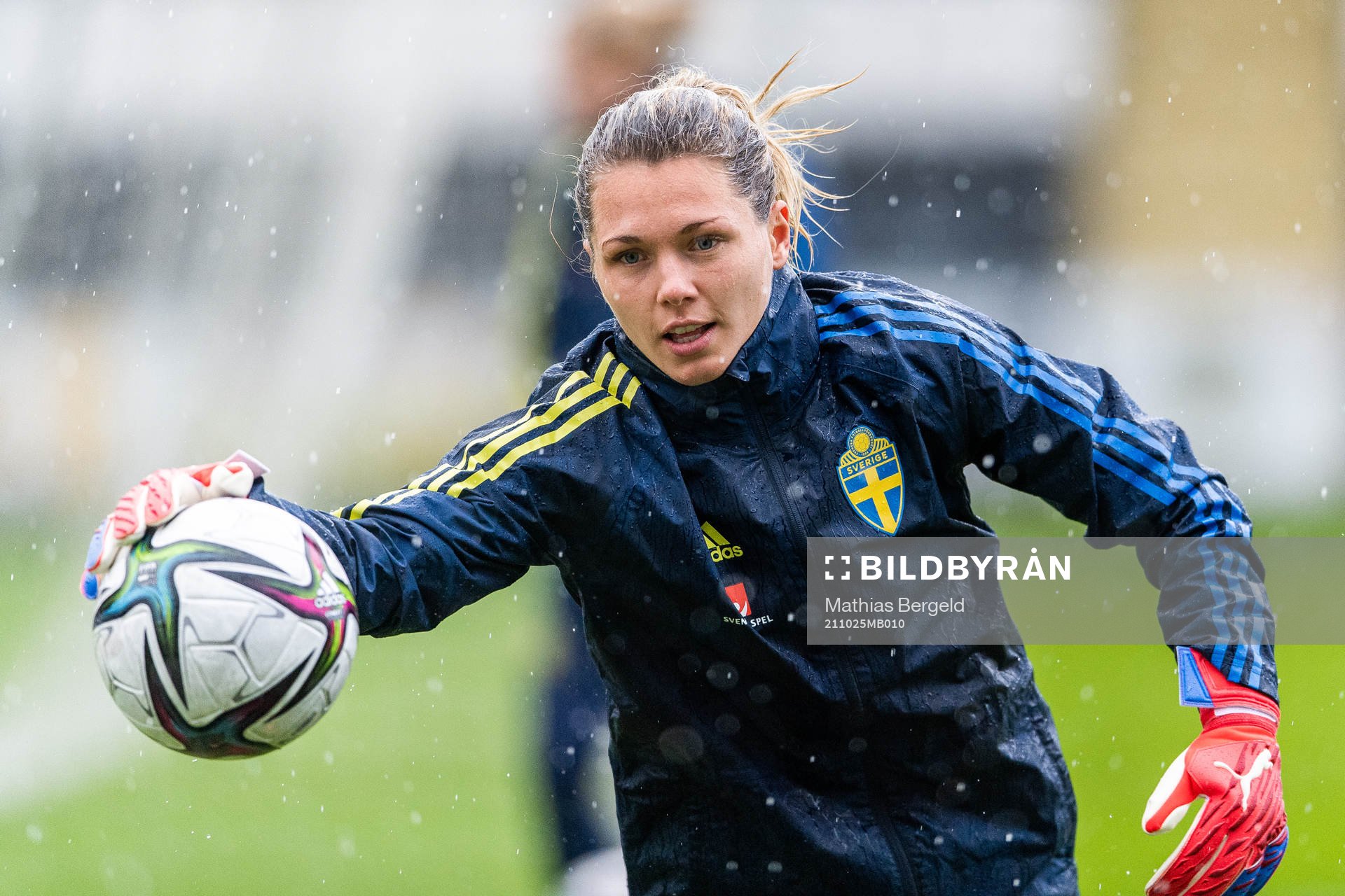 Goalkeeper Jennifer Falk of the Swedish women's national