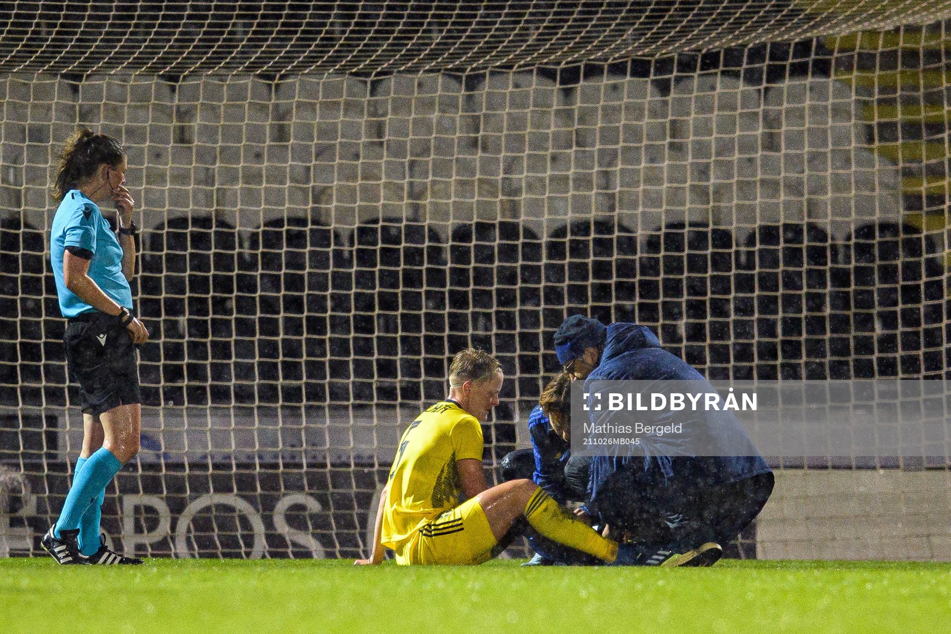 Nilla Fischer of Sweden in pain