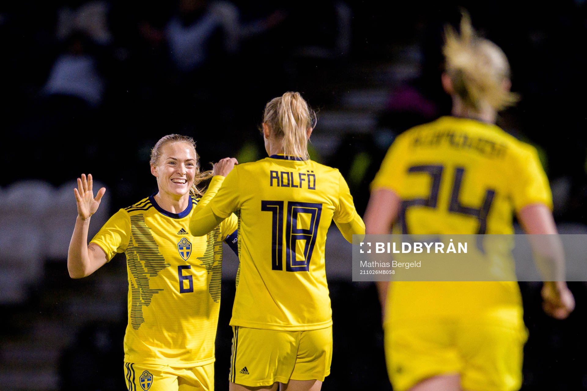 Magdalena Eriksson and Fridolina Rolfö of Sweden celebrate