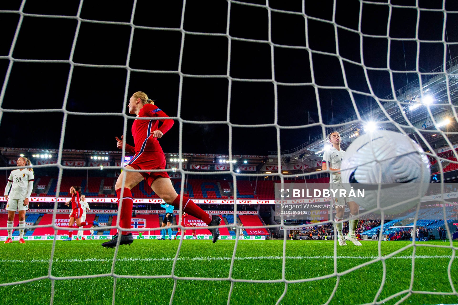 Julie Blakstad of Norway celebrates the 3-0 goal