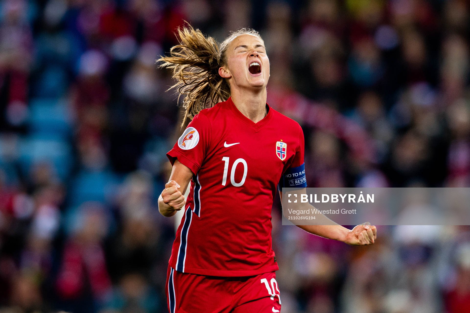 Caroline Graham Hansen of Norway celebrates