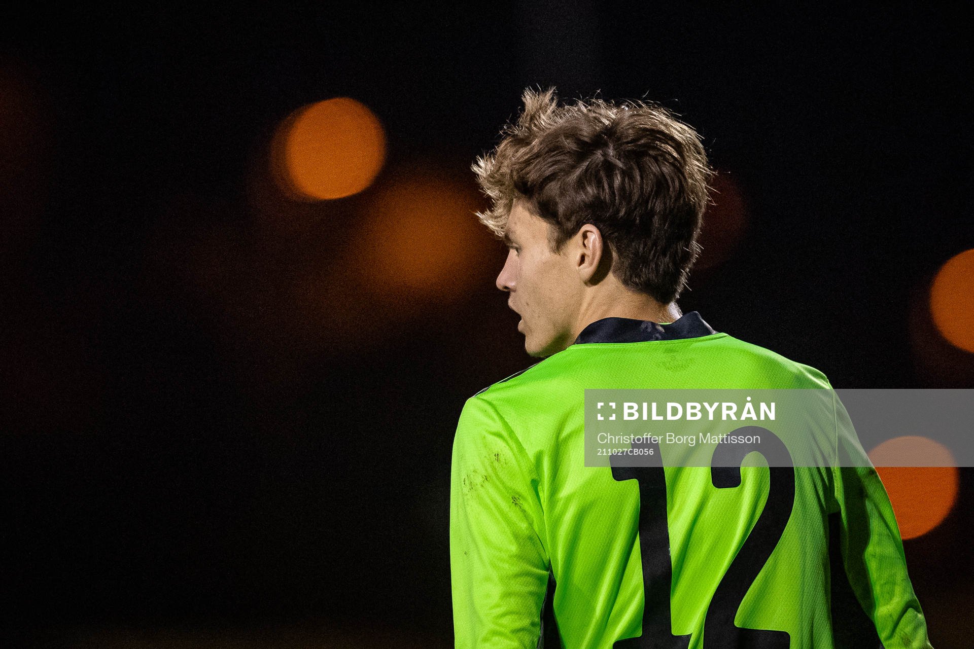 Belgiens målvakt Jannes Van Hof under en fotbollsmatch mellan Sverige och Belgien i en 3-nationsturnering den 27 oktober 2021 i Hörby.