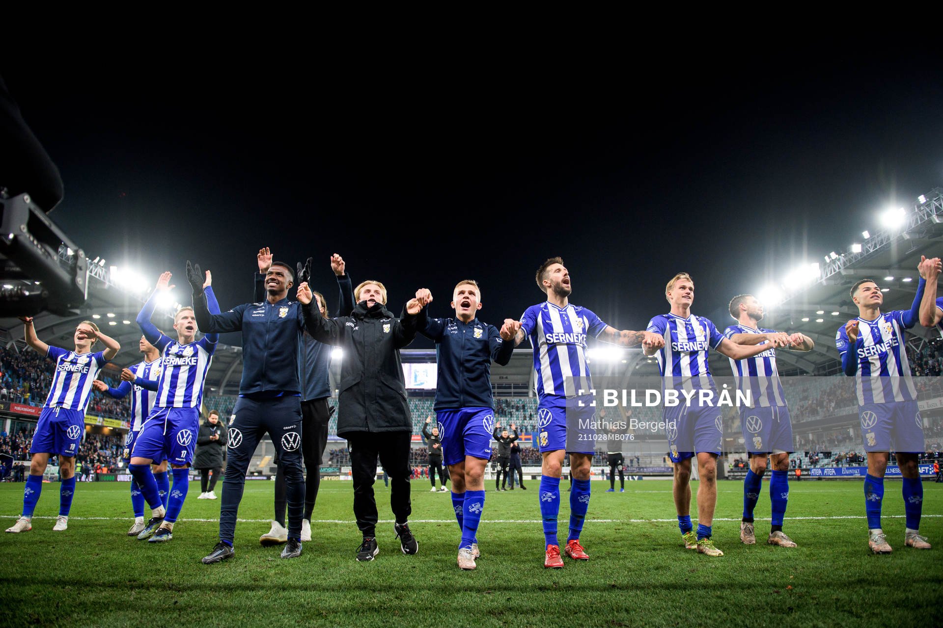 IFK Göteborgs spelare jublar efter fotbollsmatchen i Allsvenskan mellan IFK Göteborg och Djurgården den 28 oktober 2021 i Göteborg.