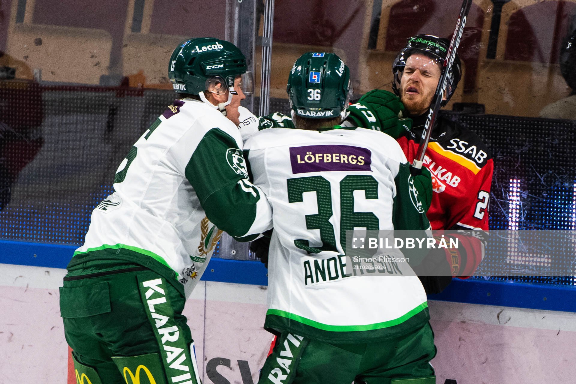 Färjestads Gustav Rydahl, Noah Andersson och Luleås