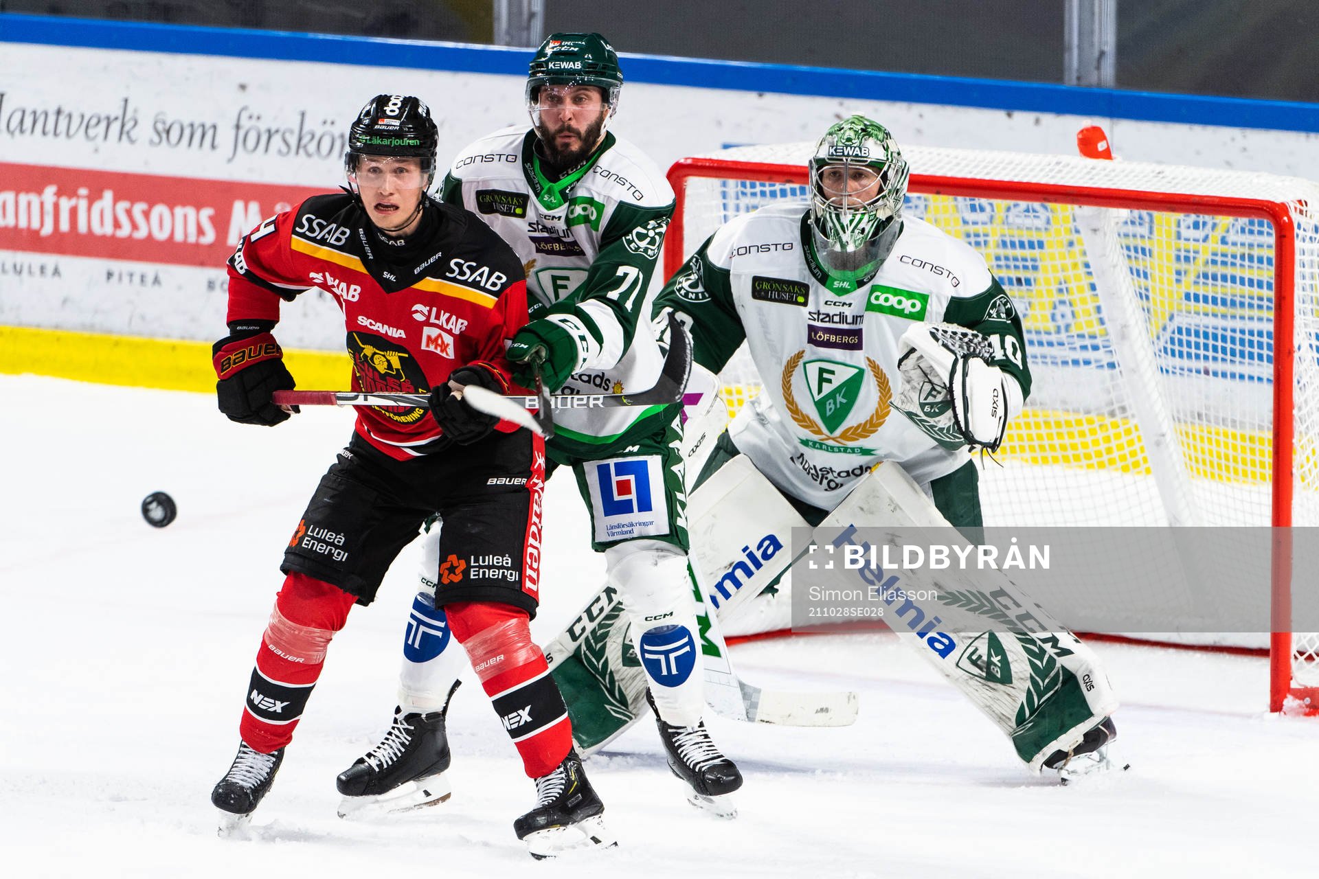 Luleås Jonas Berglund, Färjestads Jesse Virtanen och