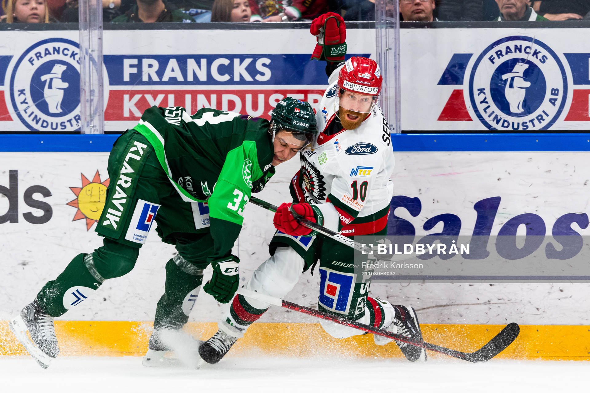 Färjestads Albert Johansson och Frölundas Jens Olsson