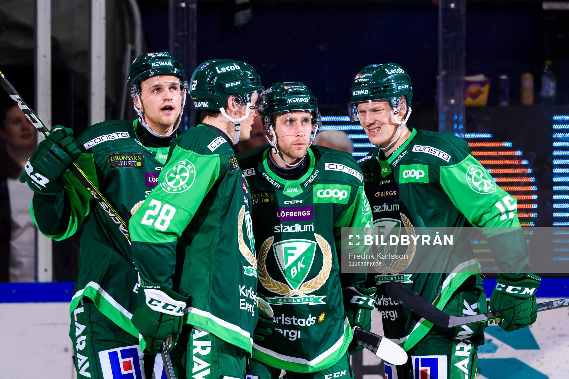 Färjestads Adam Ginning, Mattias Göransson, Per Åslund