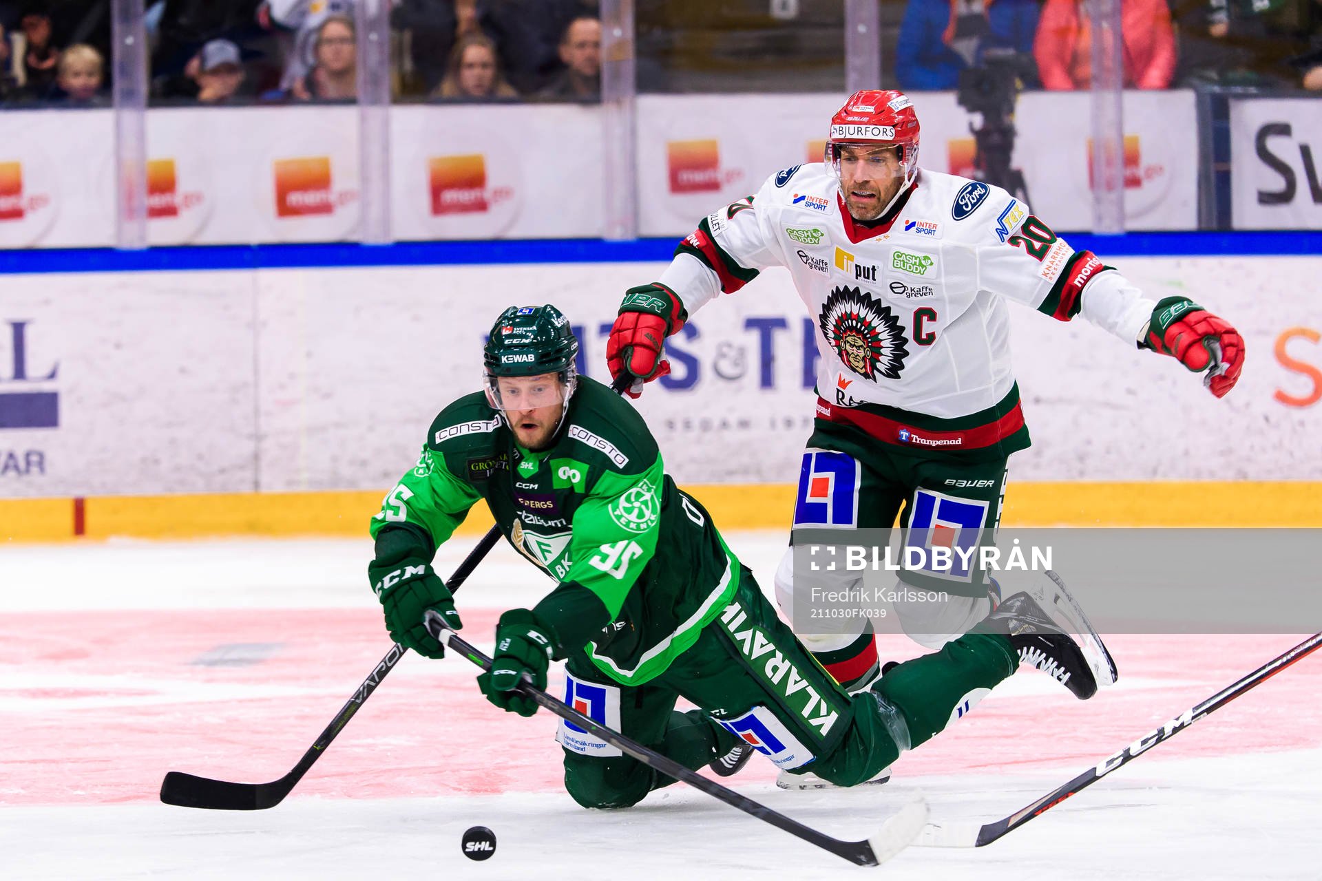 Färjestads Jacob de la Rose och Frölundas Joel Lundqvist