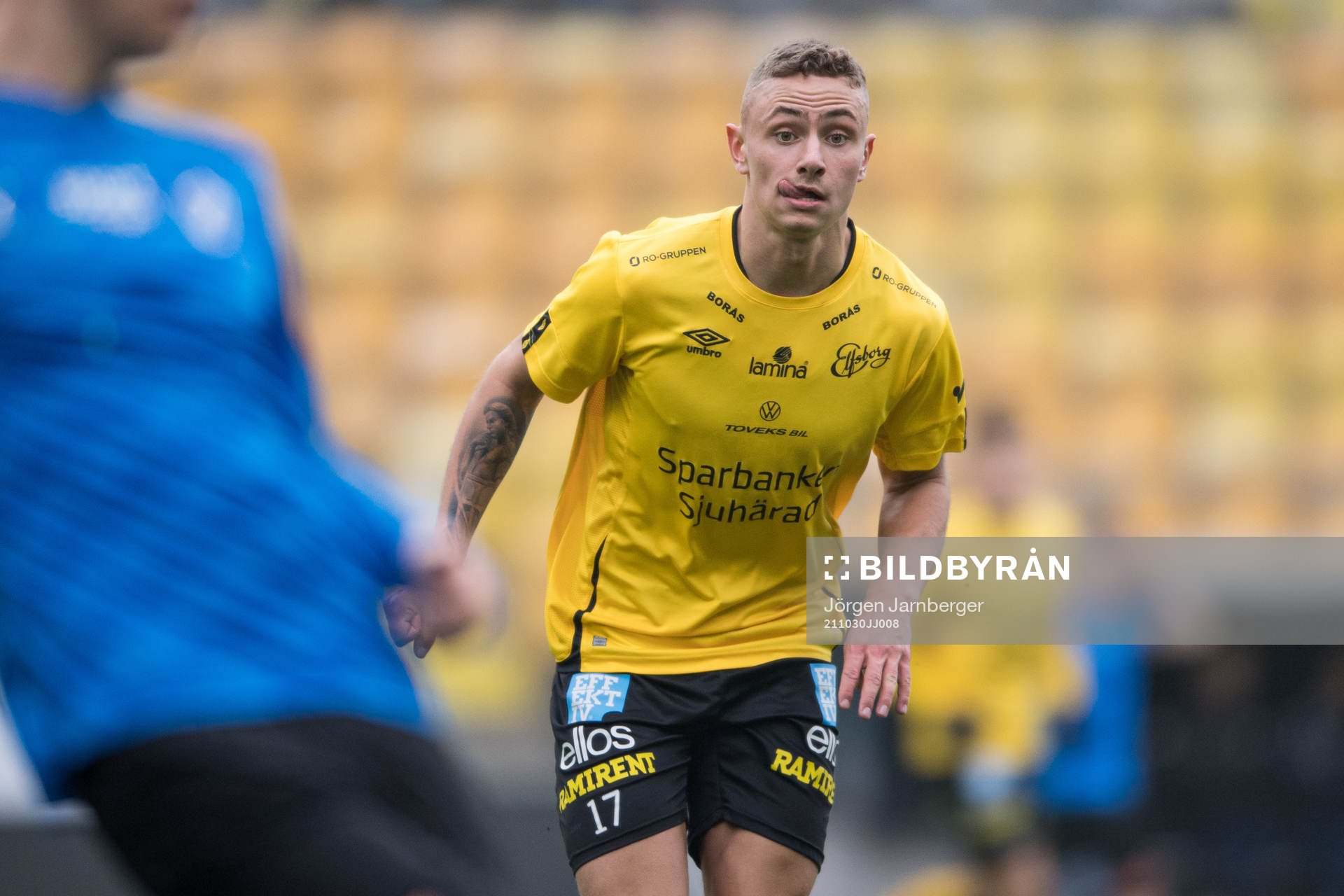 Elfsborgs Theo Lind under fotbollsmatchen i P19 Allsvenskan södra mellan Elfsborg och Halmstad den 30 oktober 2021 i Borås. 