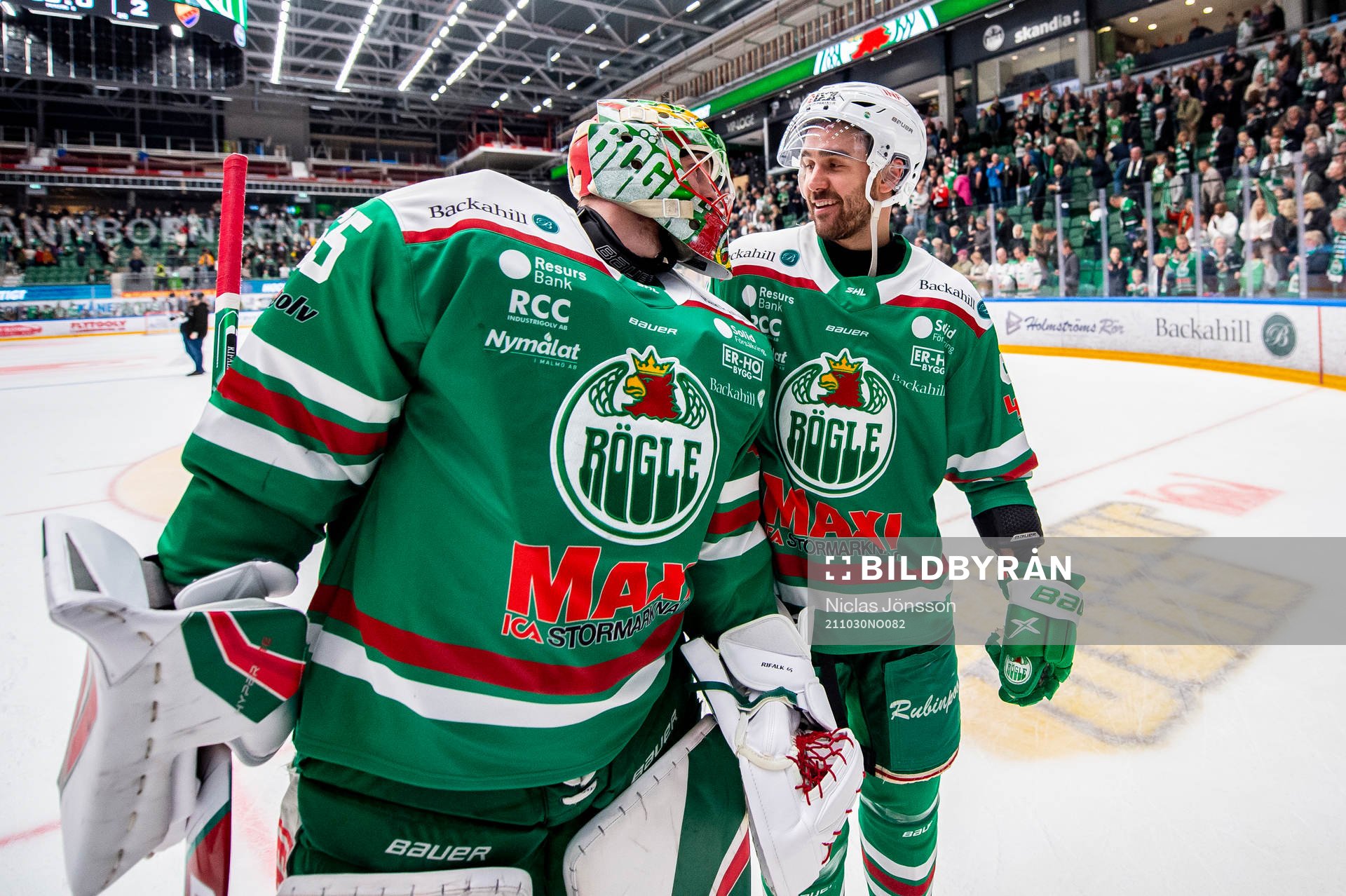 Rögles målvakt Christoffer Rifalk och Ludvig Larsson