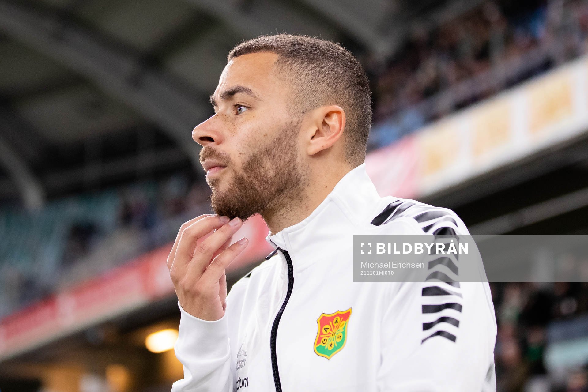 GAIS Malkolm Moenza innan fotbollsmatchen i Superettan