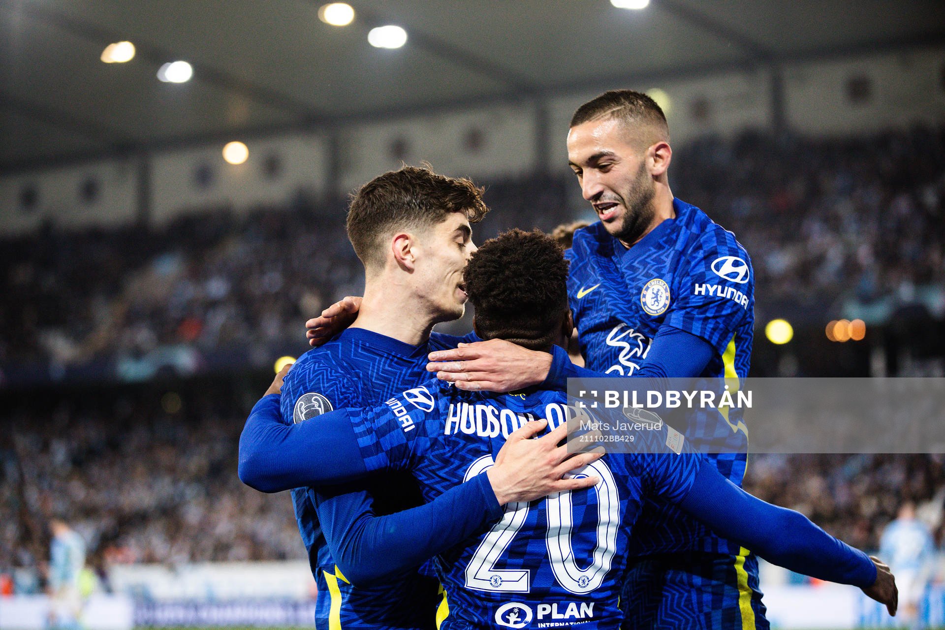 Hakim Ziyech of Chelsea celebrates scoring 0-1