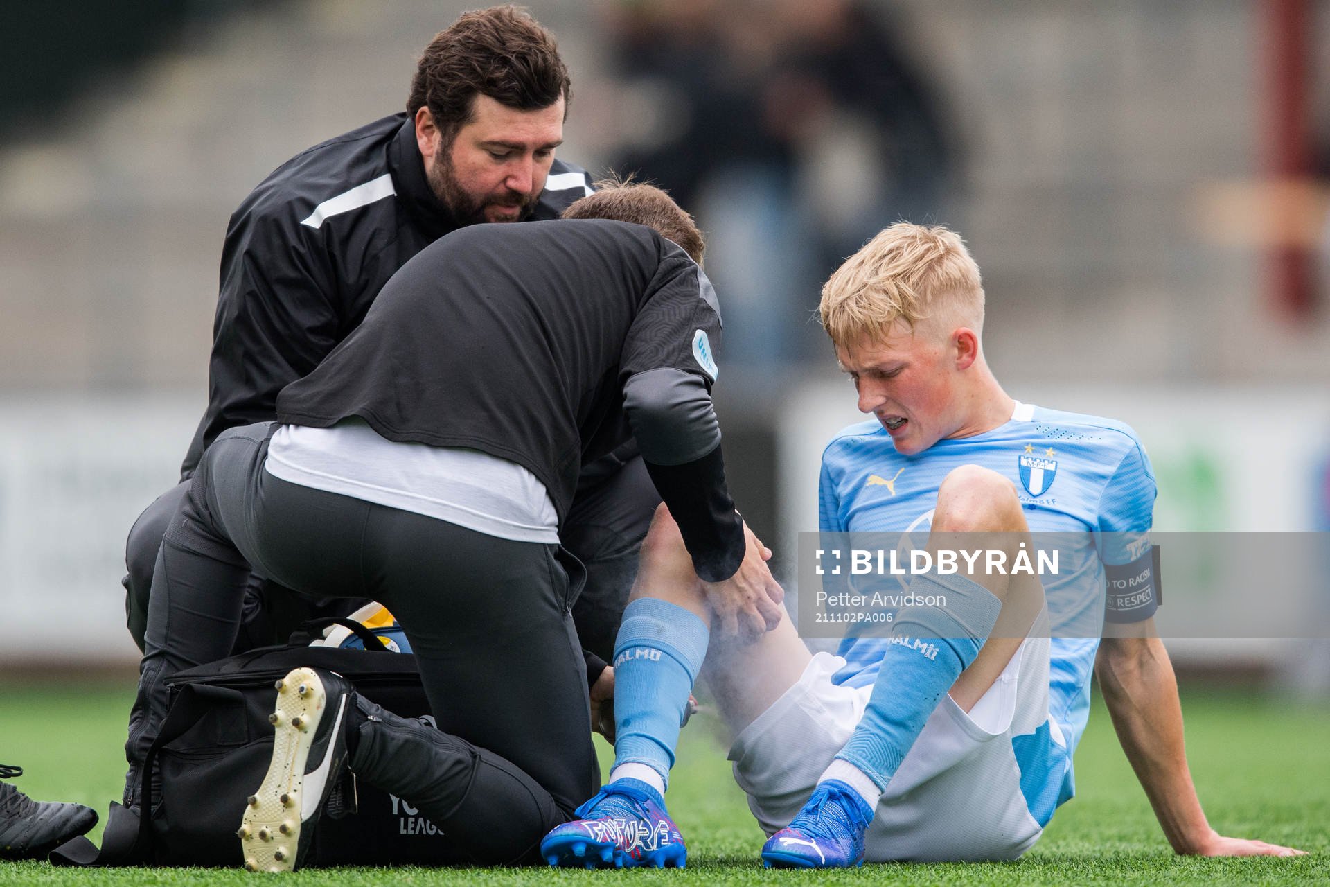 Melker Widell of Malmö FF in pain