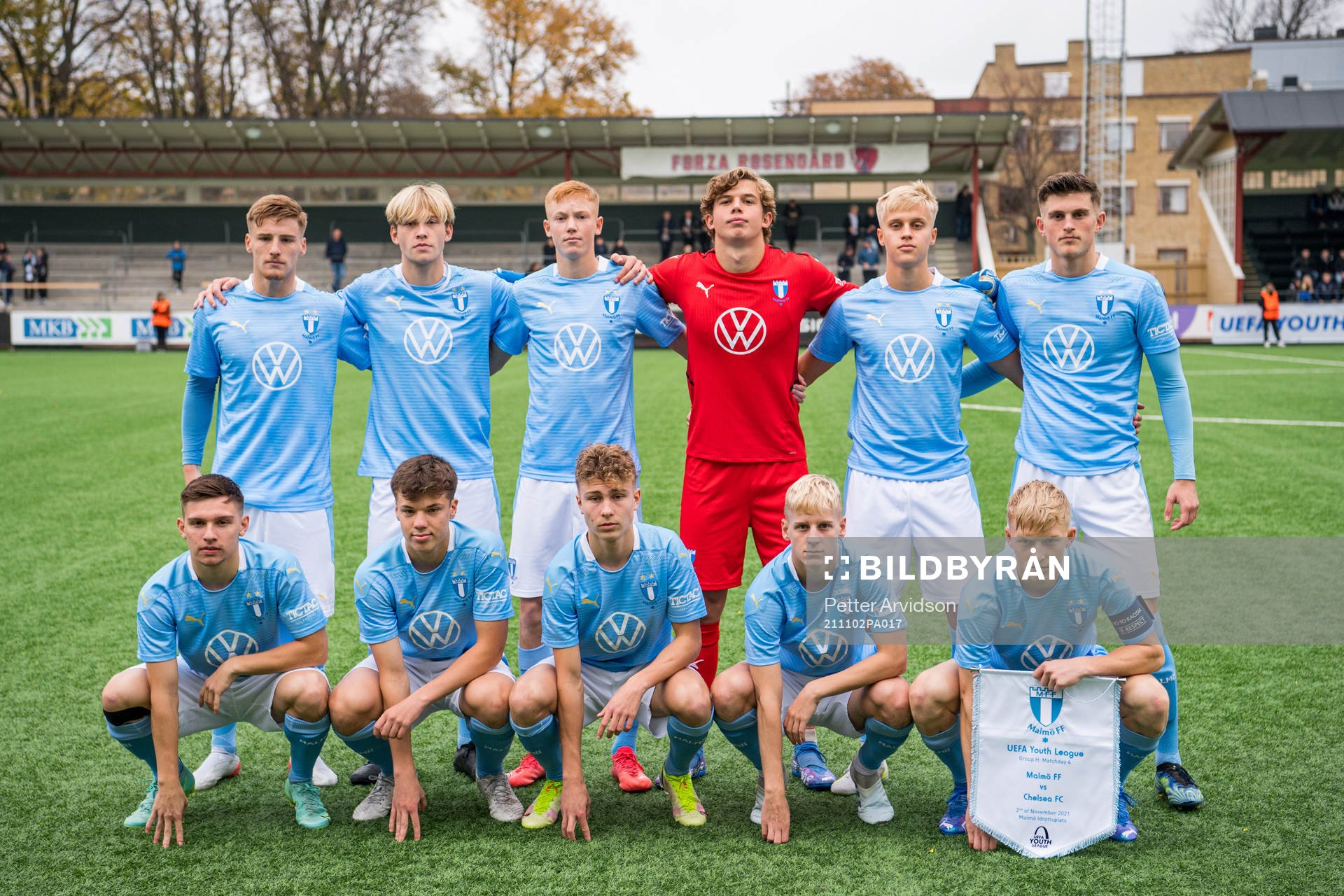 Players of Malmö FF pose for a team group photo