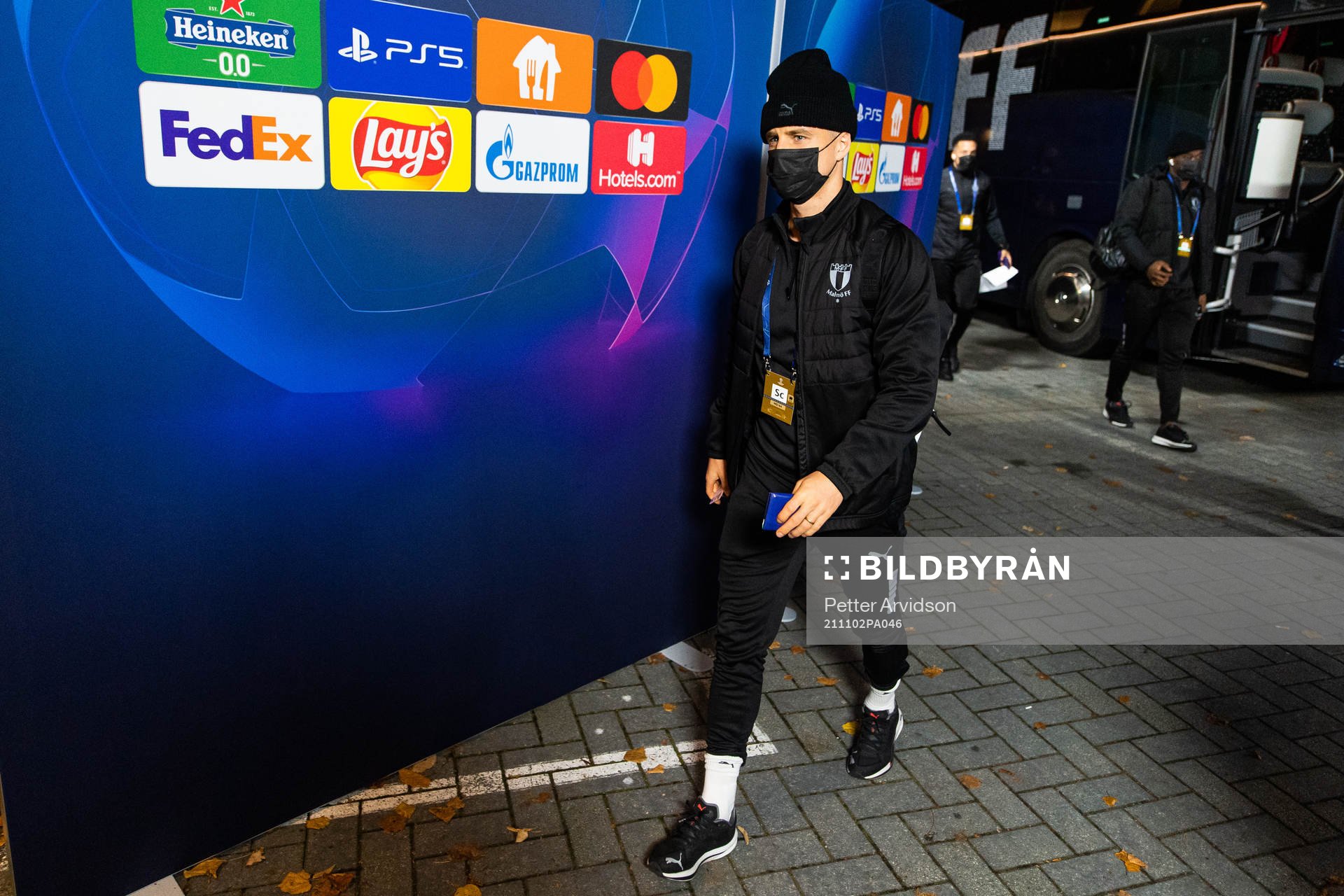 Eric Larsson of Malmö FF, arrives at the arena