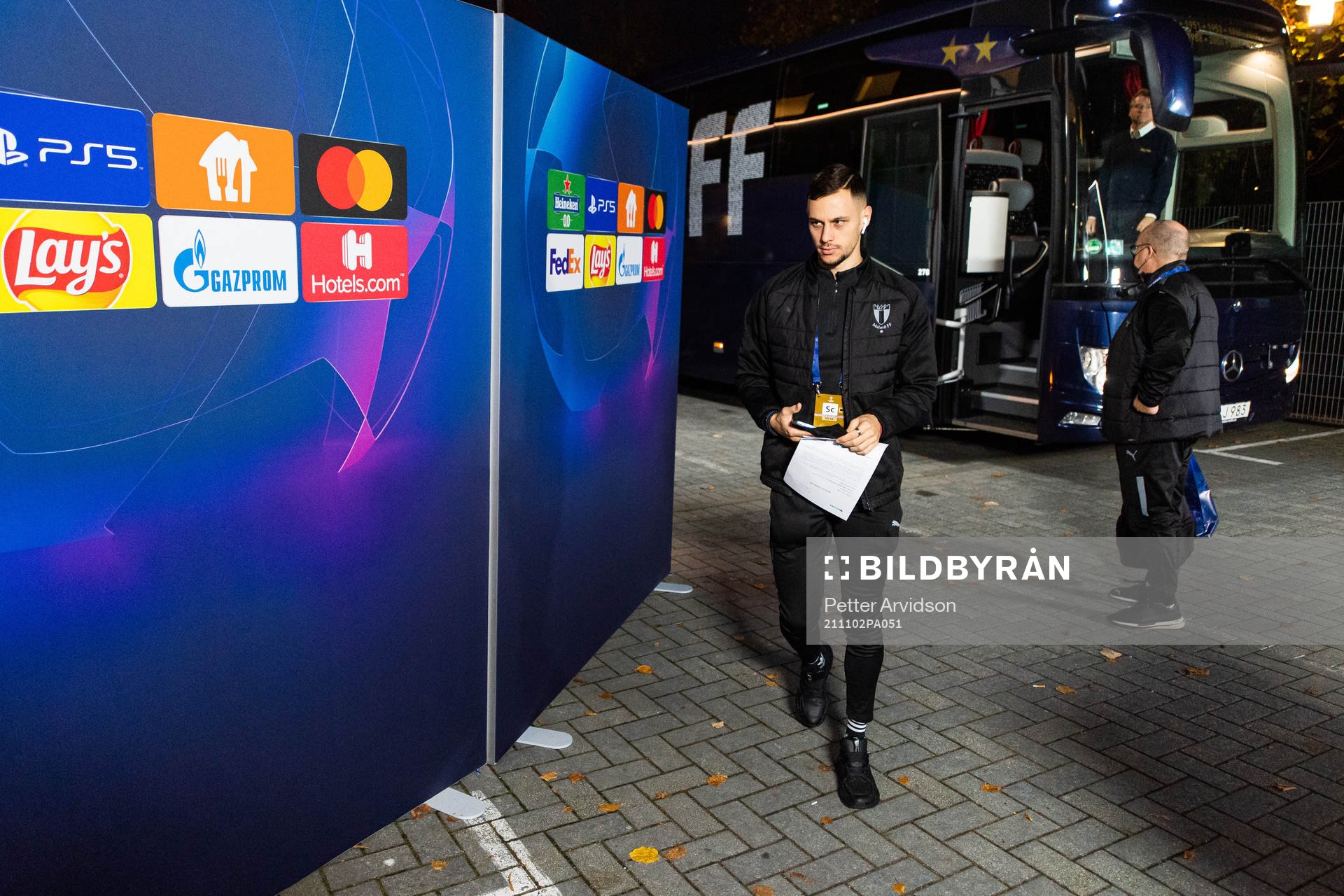 Veljko Birmancevic of Malmö FF, arrives at the arena