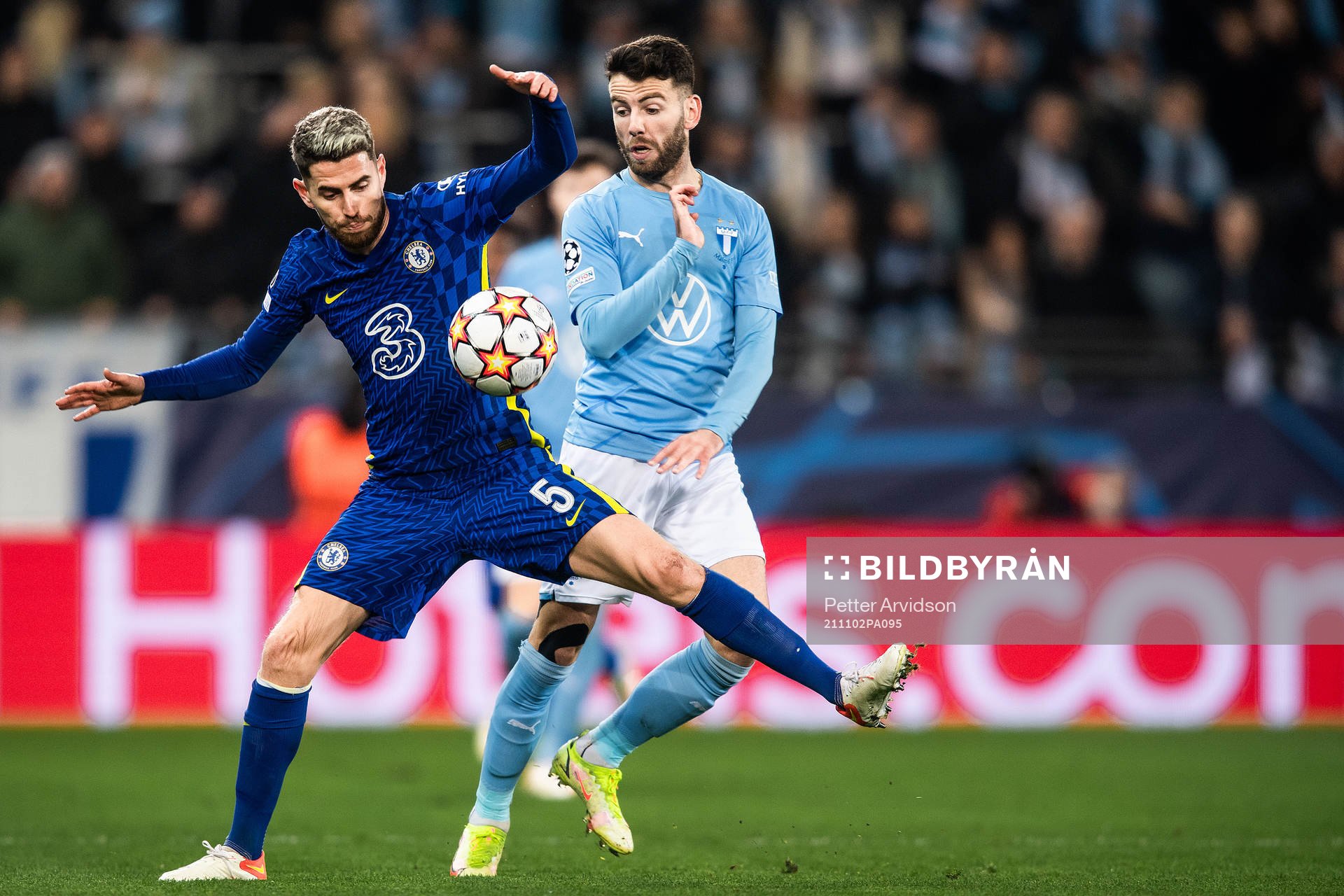 Jorginho of Chelsea and Erdal Rakip of Malmö FF