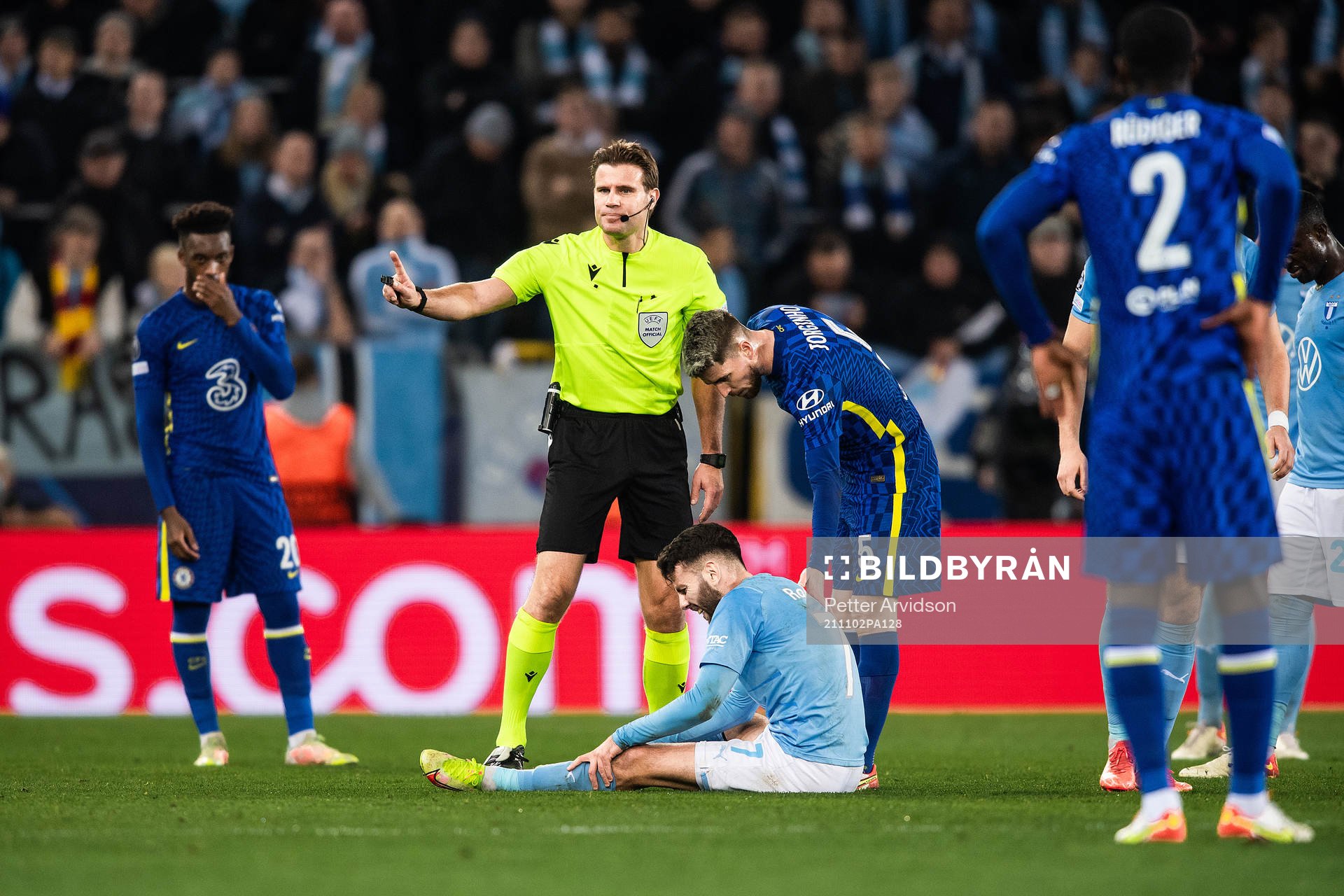 Erdal Rakip of Malmö FF in pain