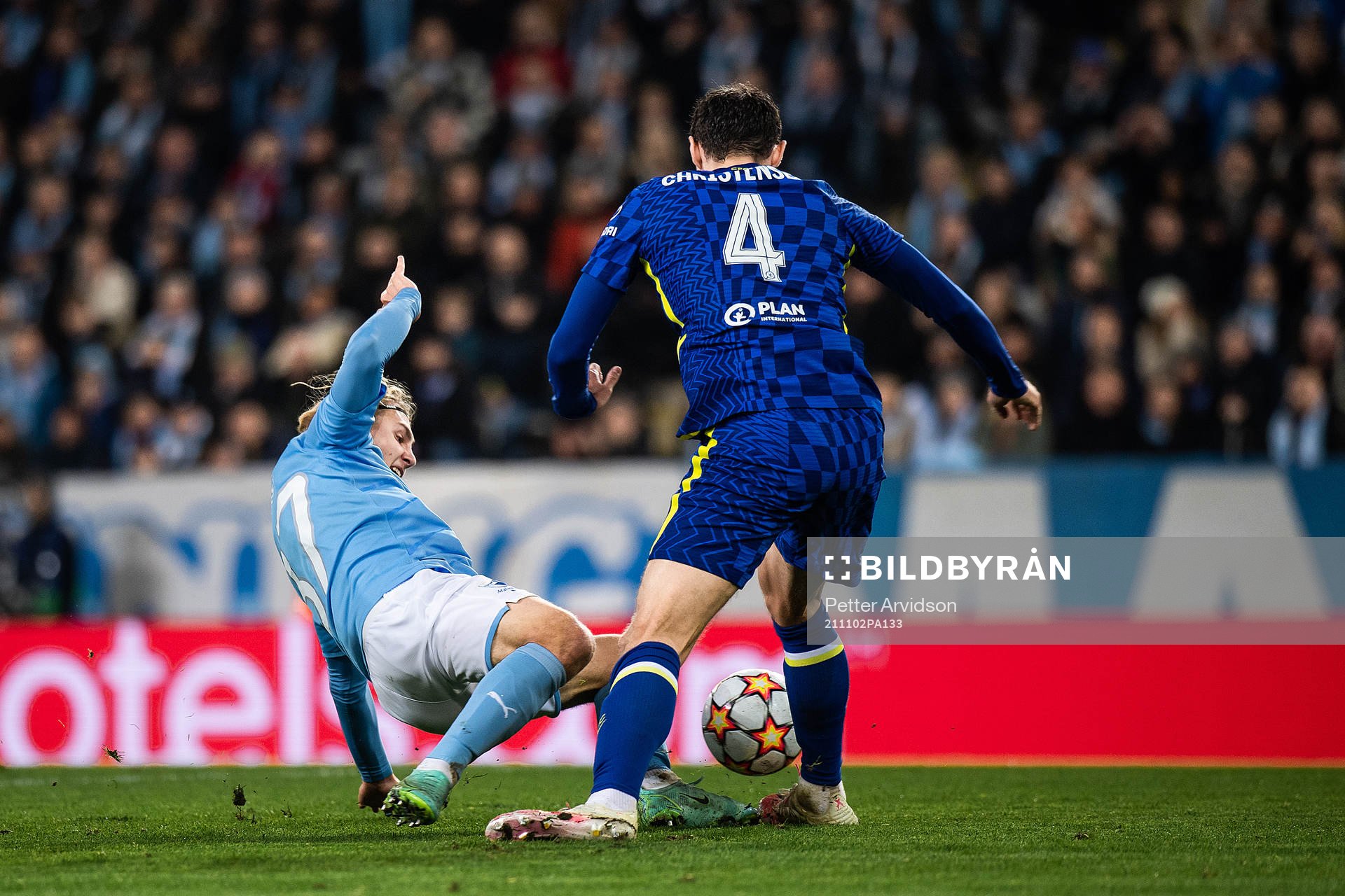 Sebastian Nanasi of Malmö FF and Andreas Christensen of