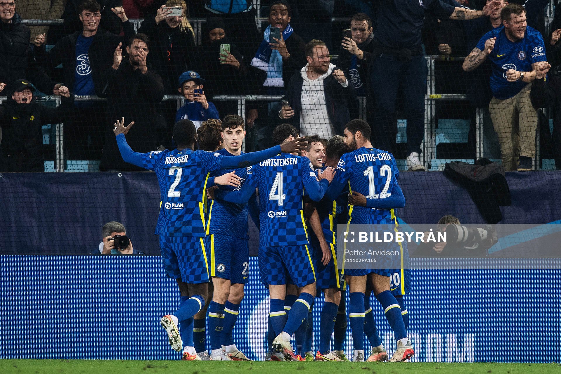 Hakim Ziyech of Chelsea celebrates after scoring 0-1 during the UEFA Champions League football match between Malmö FF and Chelsea on November 2, 2021 in Malmö. 