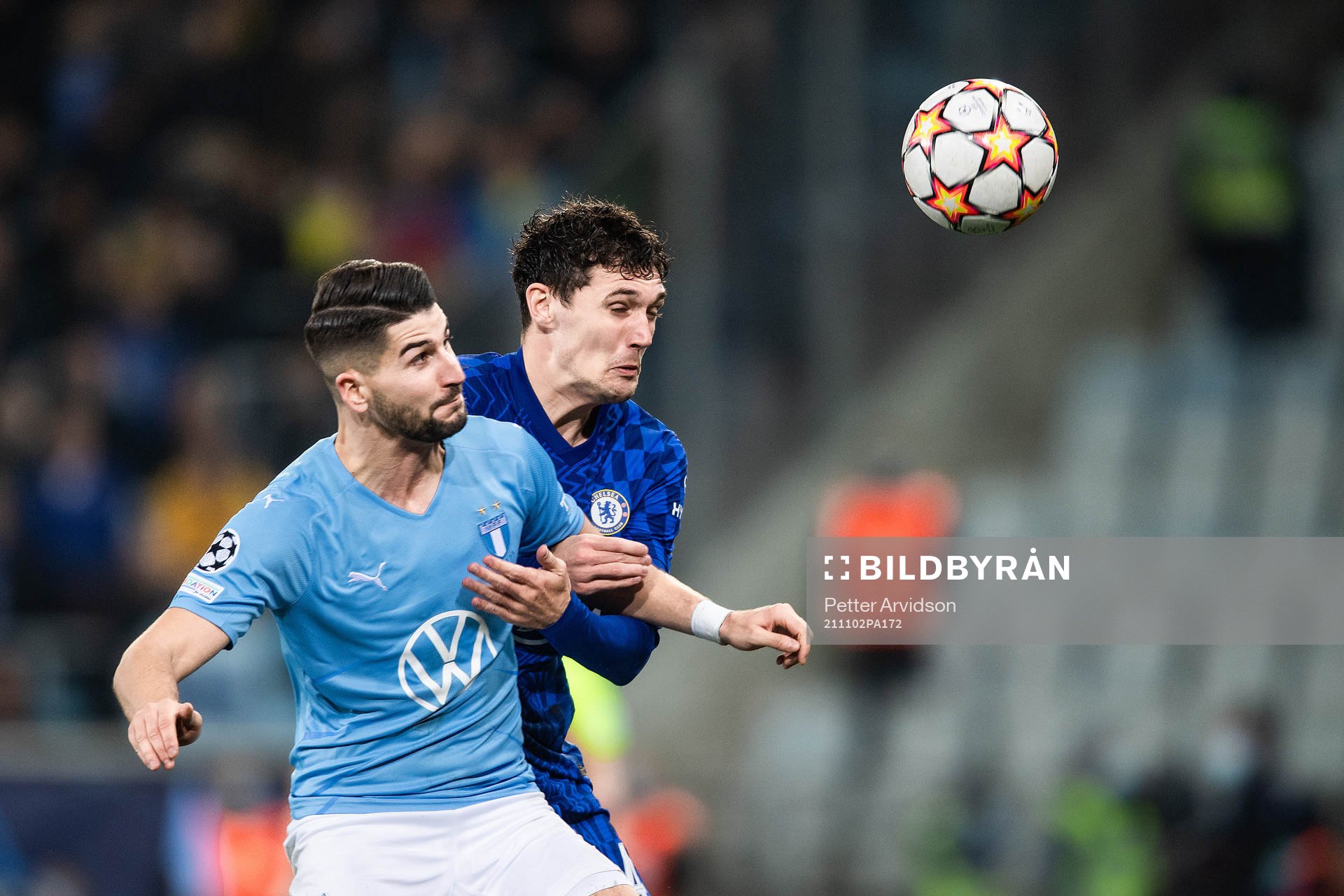 Antonio Colak of Malmö FF and Andreas Christensen of