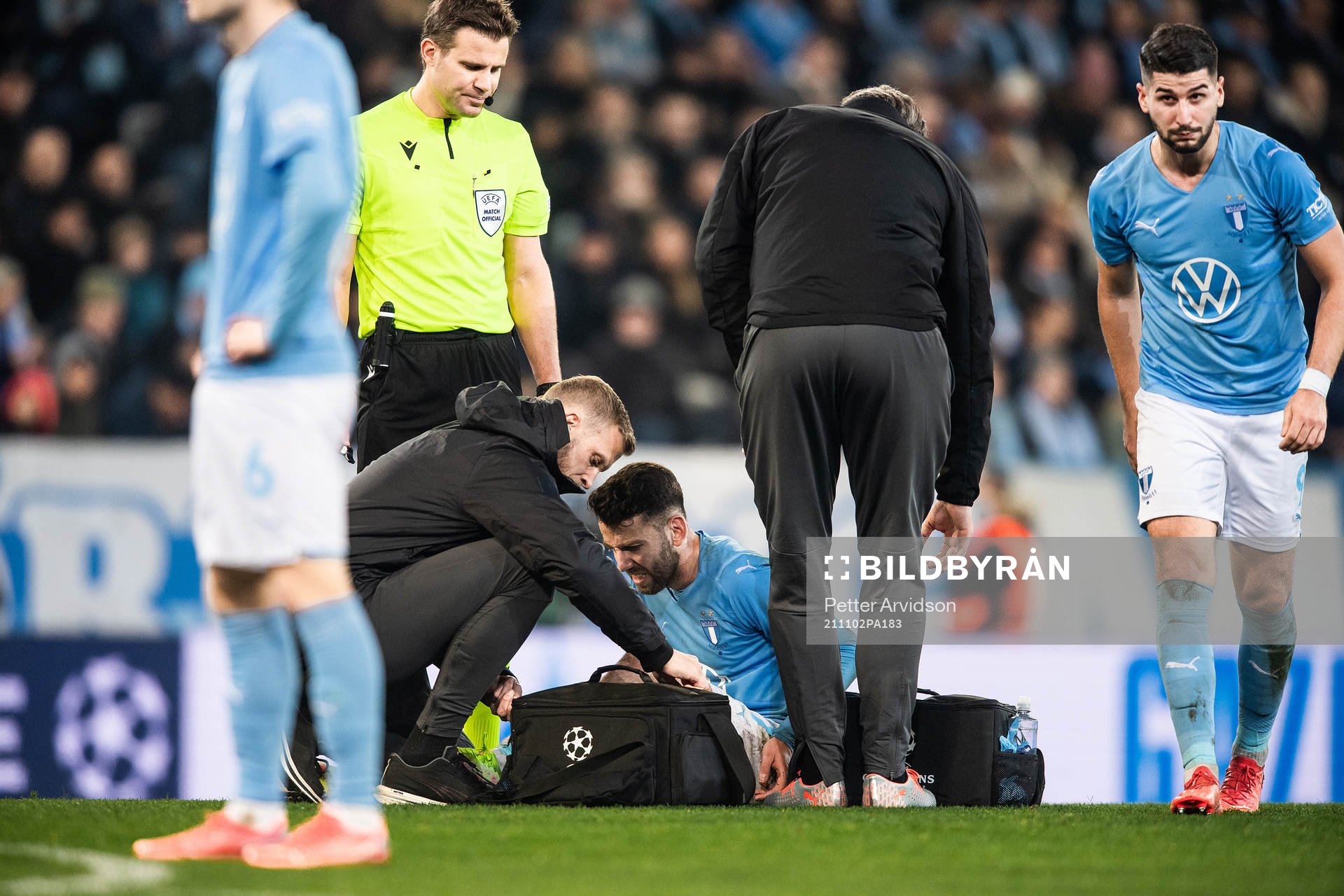 Erdal Rakip of Malmö FF in pain